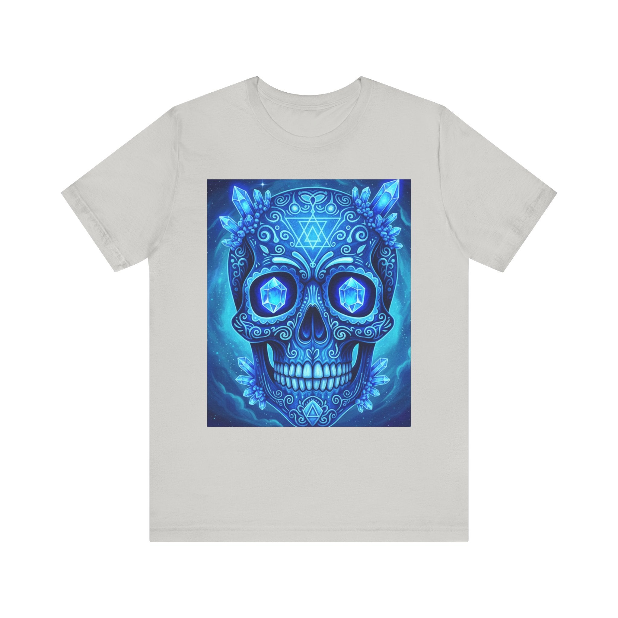 Vibrant Skull Art Tee, Unisex Tee, Graphic T-Shirt, Festival Wear, Halloween Shirt, Bohemian Style