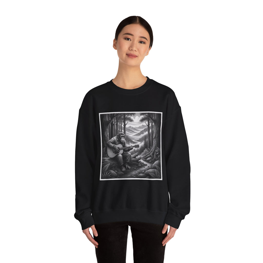 Cozy Wilderness Themed Sweatshirt, Unisex Heavy Blend Crewneck, Music Lover Gift, Nature Inspired Apparel, Perfect for Fall, Hiking, Camping