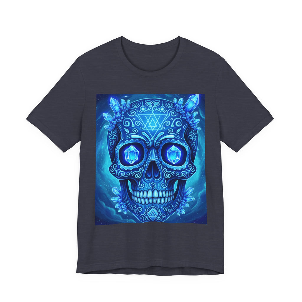 Vibrant Skull Art Tee, Unisex Tee, Graphic T-Shirt, Festival Wear, Halloween Shirt, Bohemian Style
