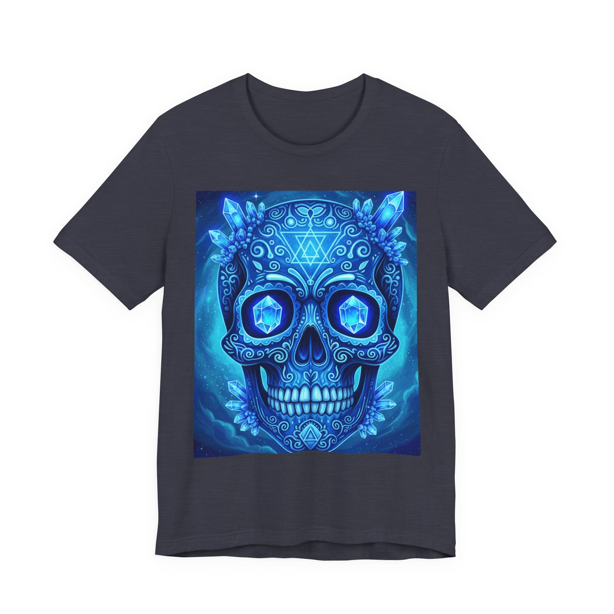Vibrant Skull Art Tee, Unisex Tee, Graphic T-Shirt, Festival Wear, Halloween Shirt, Bohemian Style