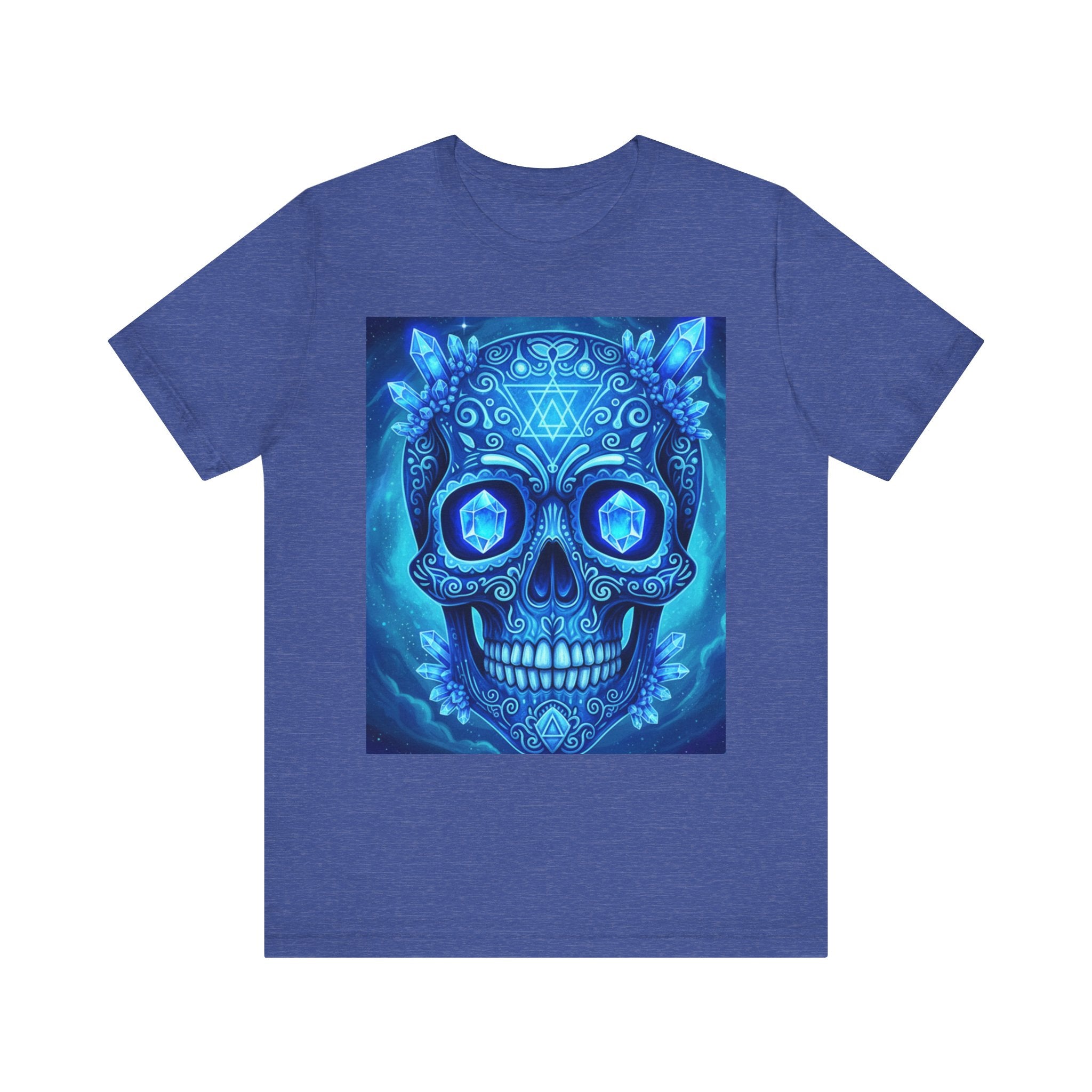 Vibrant Skull Art Tee, Unisex Tee, Graphic T-Shirt, Festival Wear, Halloween Shirt, Bohemian Style