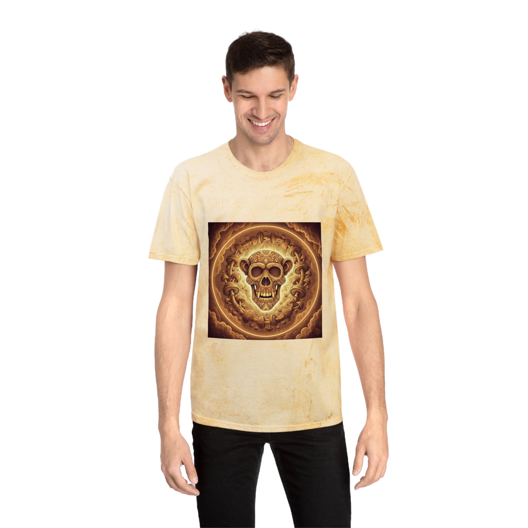 Colorful Skull Art T-Shirt, Unique Graphic Tee, Unisex Casual Wear, Festival Fashion, Edgy Streetwear