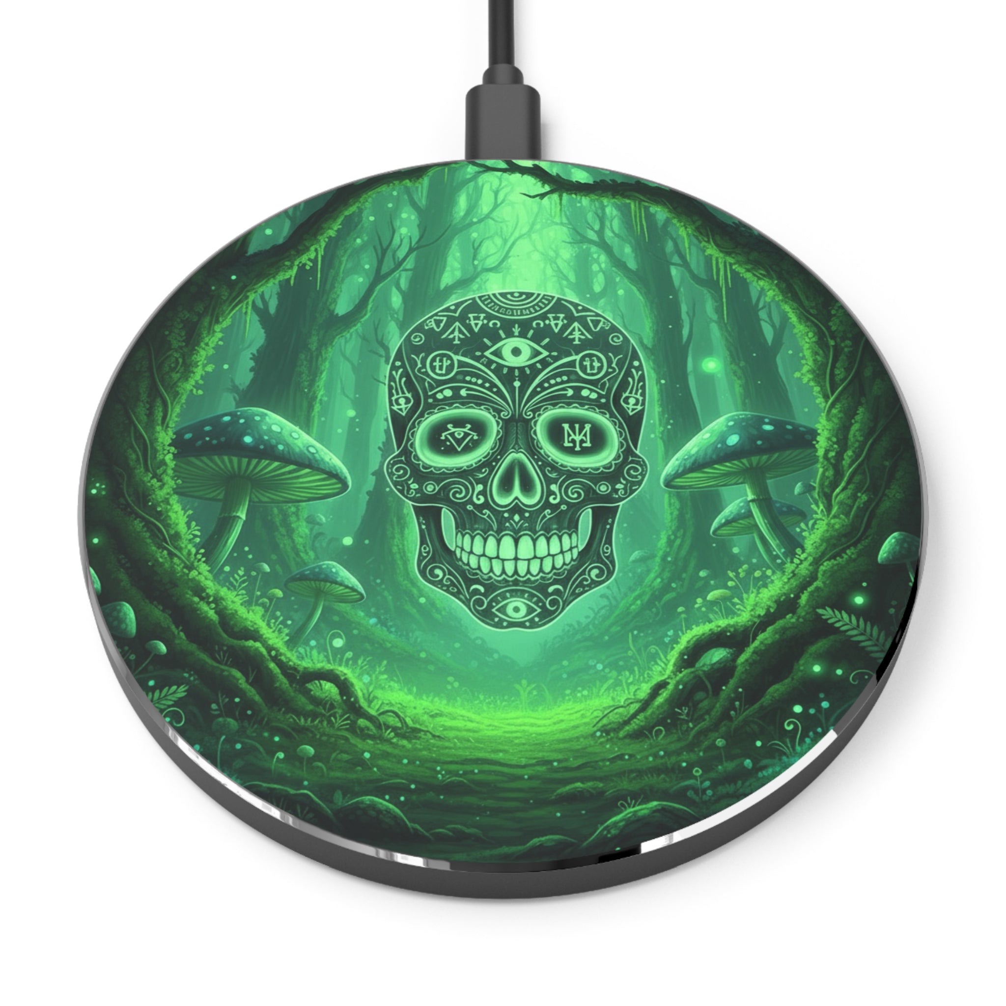 Glow-in-the-Dark Skull Wireless Charger, Unique Tech Gift, Halloween Decor, Eco-Friendly Charger, Replacement Phone Charger, Desk Accessory