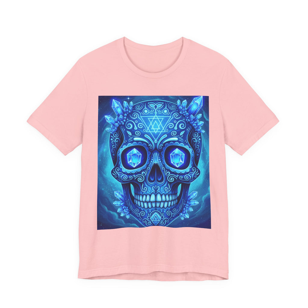Vibrant Skull Art Tee, Unisex Tee, Graphic T-Shirt, Festival Wear, Halloween Shirt, Bohemian Style