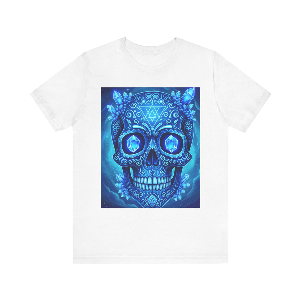 Vibrant Skull Art Tee, Unisex Tee, Graphic T-Shirt, Festival Wear, Halloween Shirt, Bohemian Style
