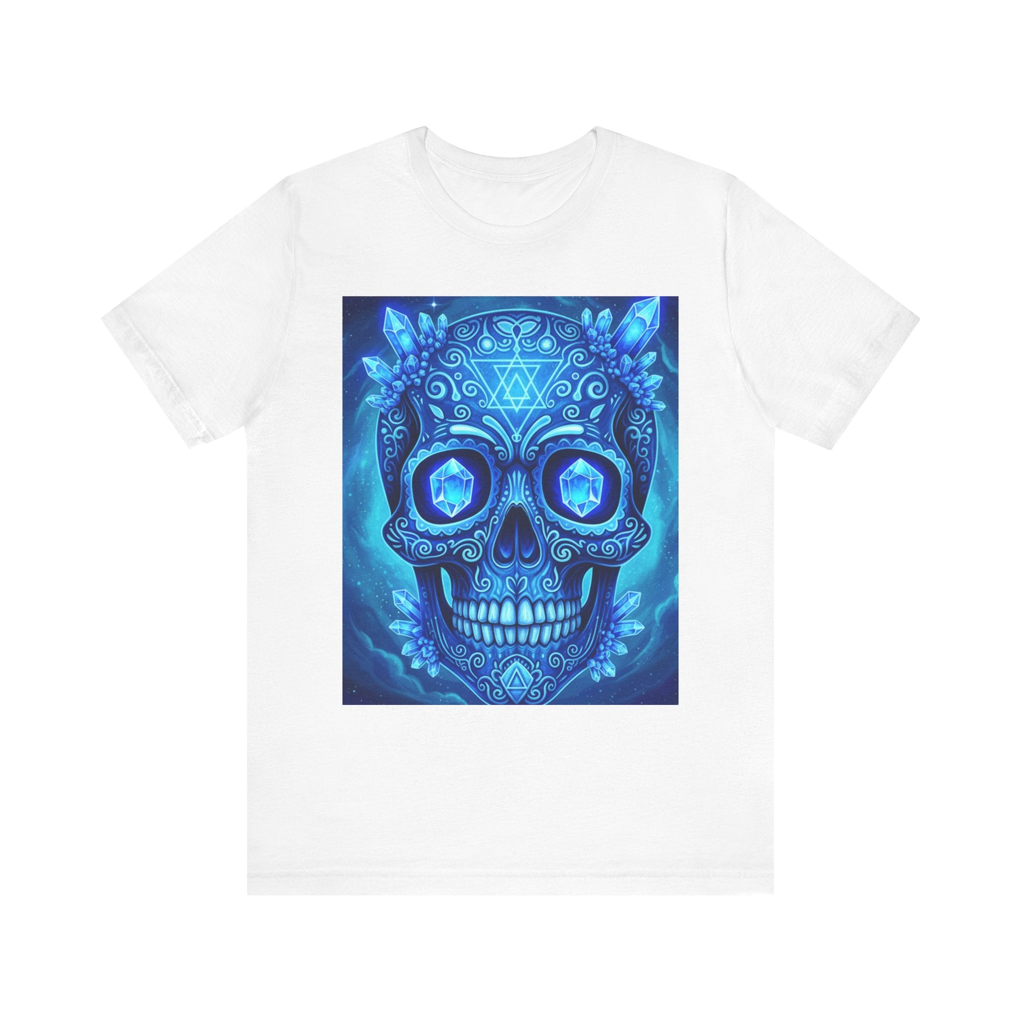 Vibrant Skull Art Tee, Unisex Tee, Graphic T-Shirt, Festival Wear, Halloween Shirt, Bohemian Style