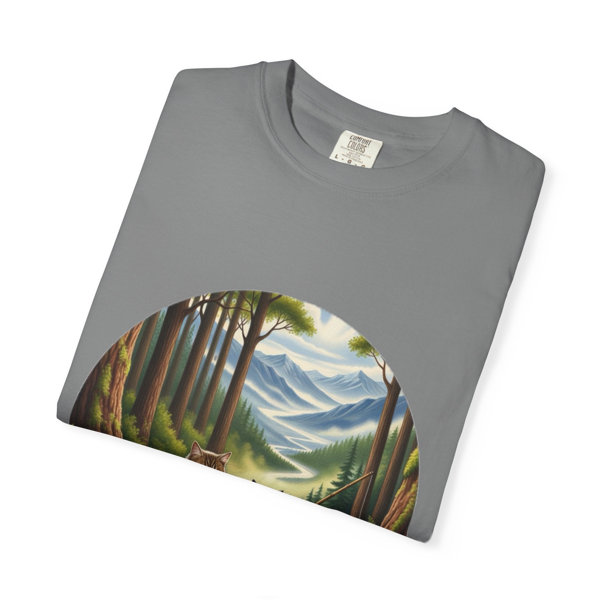 Cat Lover T-Shirt - Two Cats Enjoying Mountain Stream