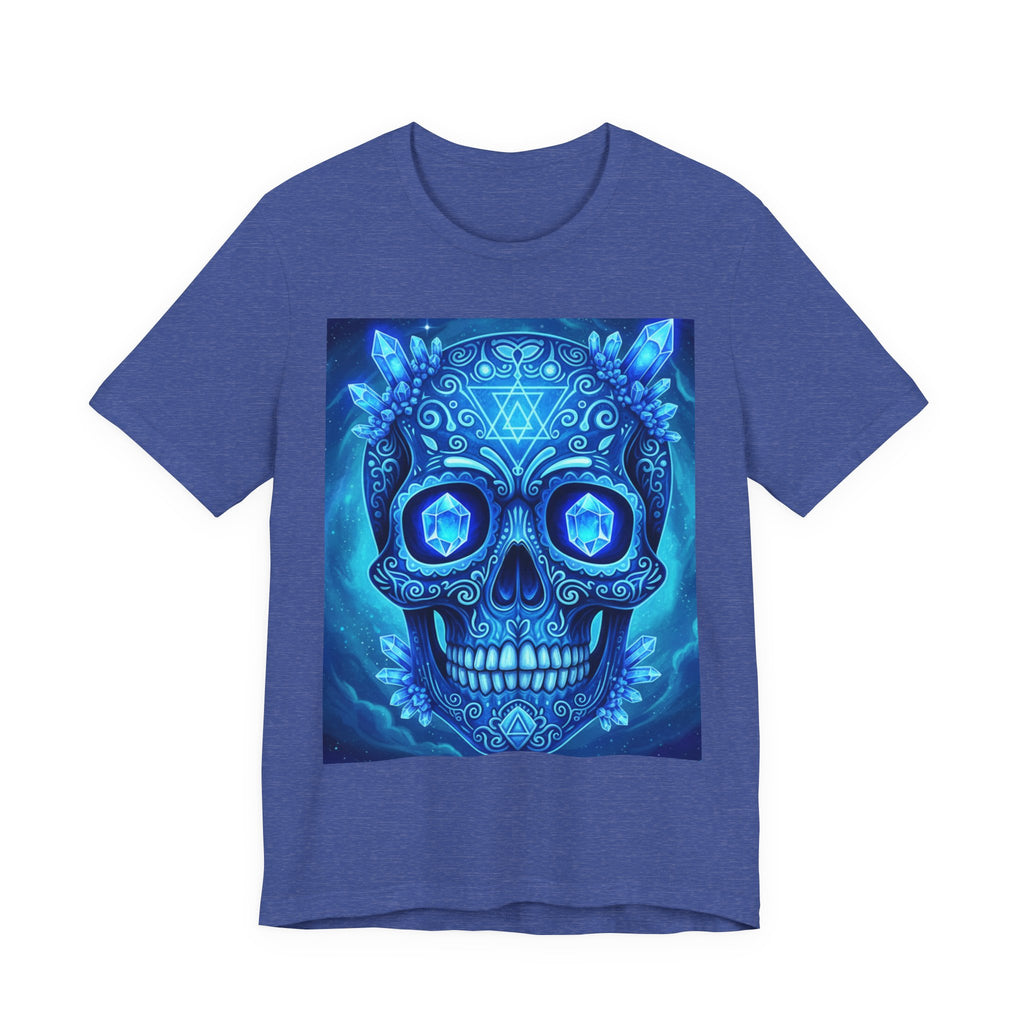 Vibrant Skull Art Tee, Unisex Tee, Graphic T-Shirt, Festival Wear, Halloween Shirt, Bohemian Style