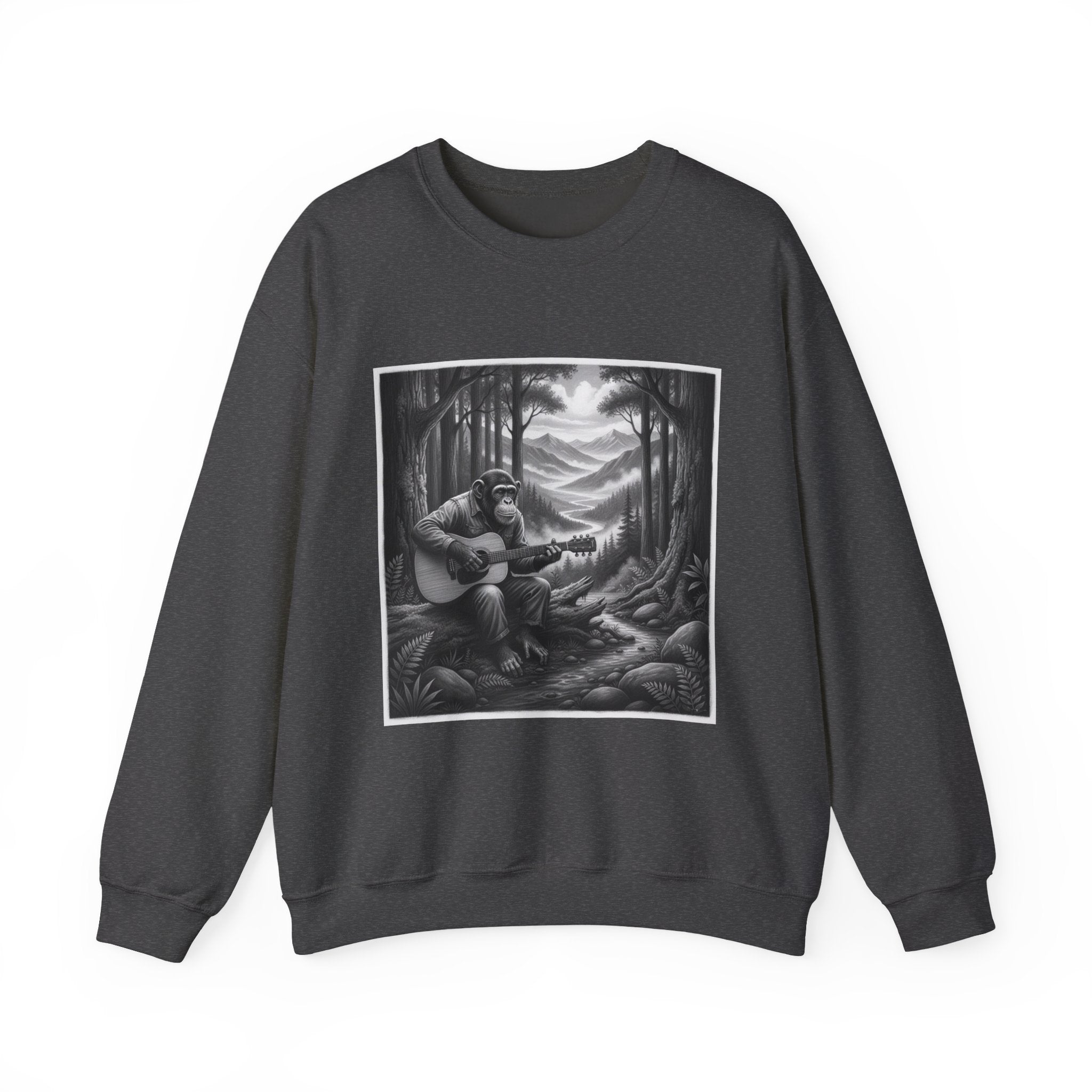 Cozy Wilderness Themed Sweatshirt, Unisex Heavy Blend Crewneck, Music Lover Gift, Nature Inspired Apparel, Perfect for Fall, Hiking, Camping