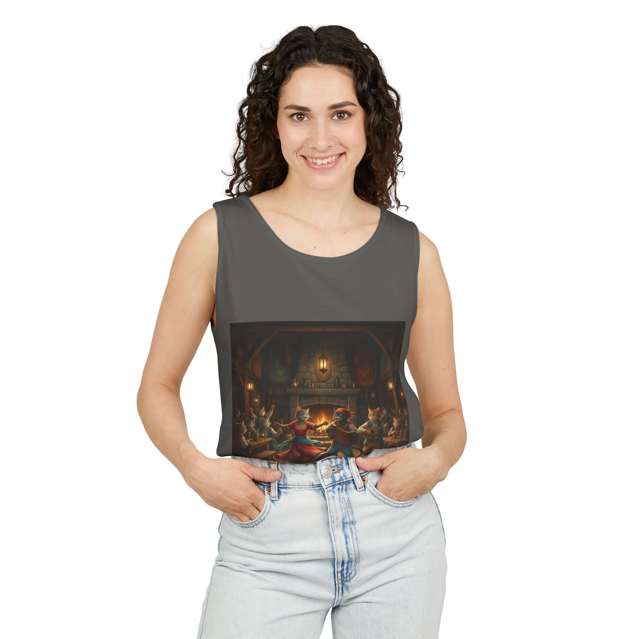 Tank Top with Gypsy Dancing Cats Design