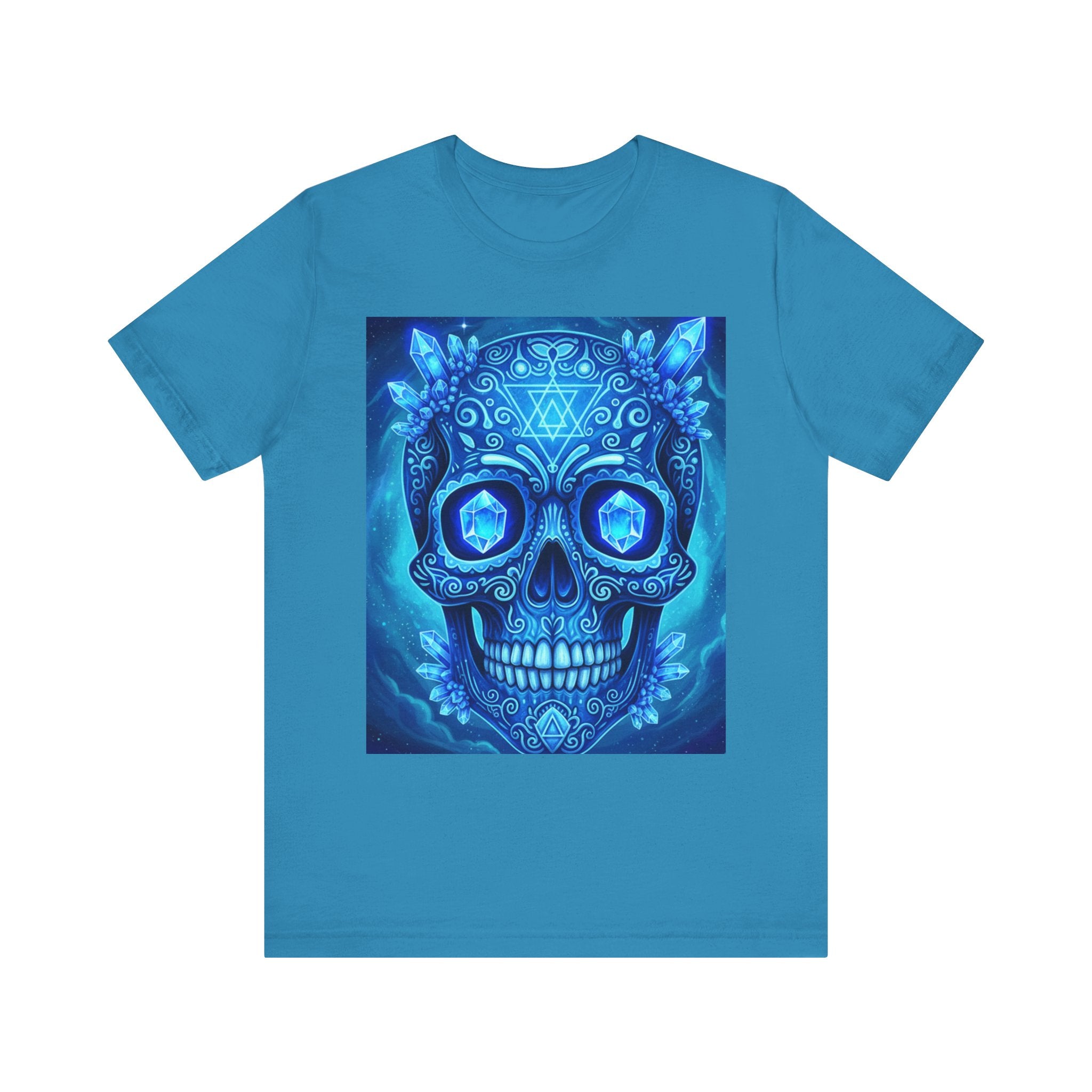 Vibrant Skull Art Tee, Unisex Tee, Graphic T-Shirt, Festival Wear, Halloween Shirt, Bohemian Style