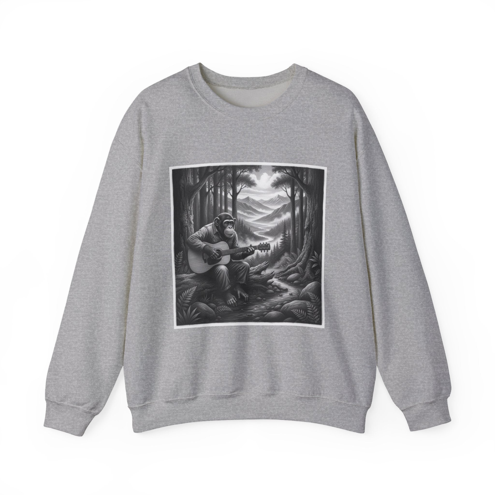 Cozy Wilderness Themed Sweatshirt, Unisex Heavy Blend Crewneck, Music Lover Gift, Nature Inspired Apparel, Perfect for Fall, Hiking, Camping