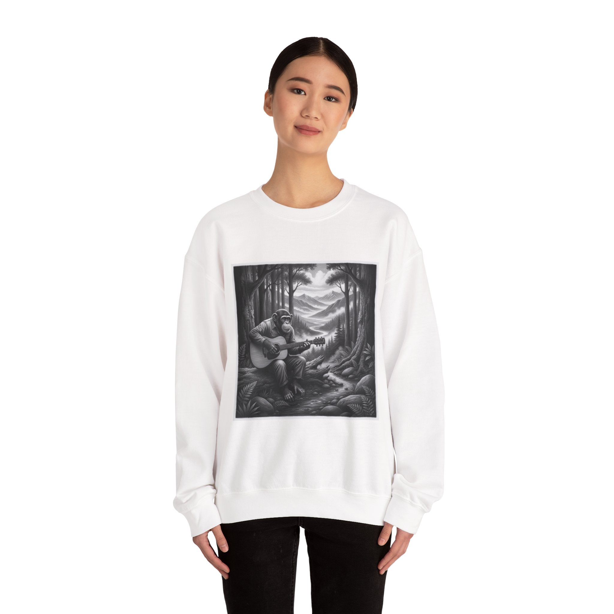 Cozy Wilderness Themed Sweatshirt, Unisex Heavy Blend Crewneck, Music Lover Gift, Nature Inspired Apparel, Perfect for Fall, Hiking, Camping