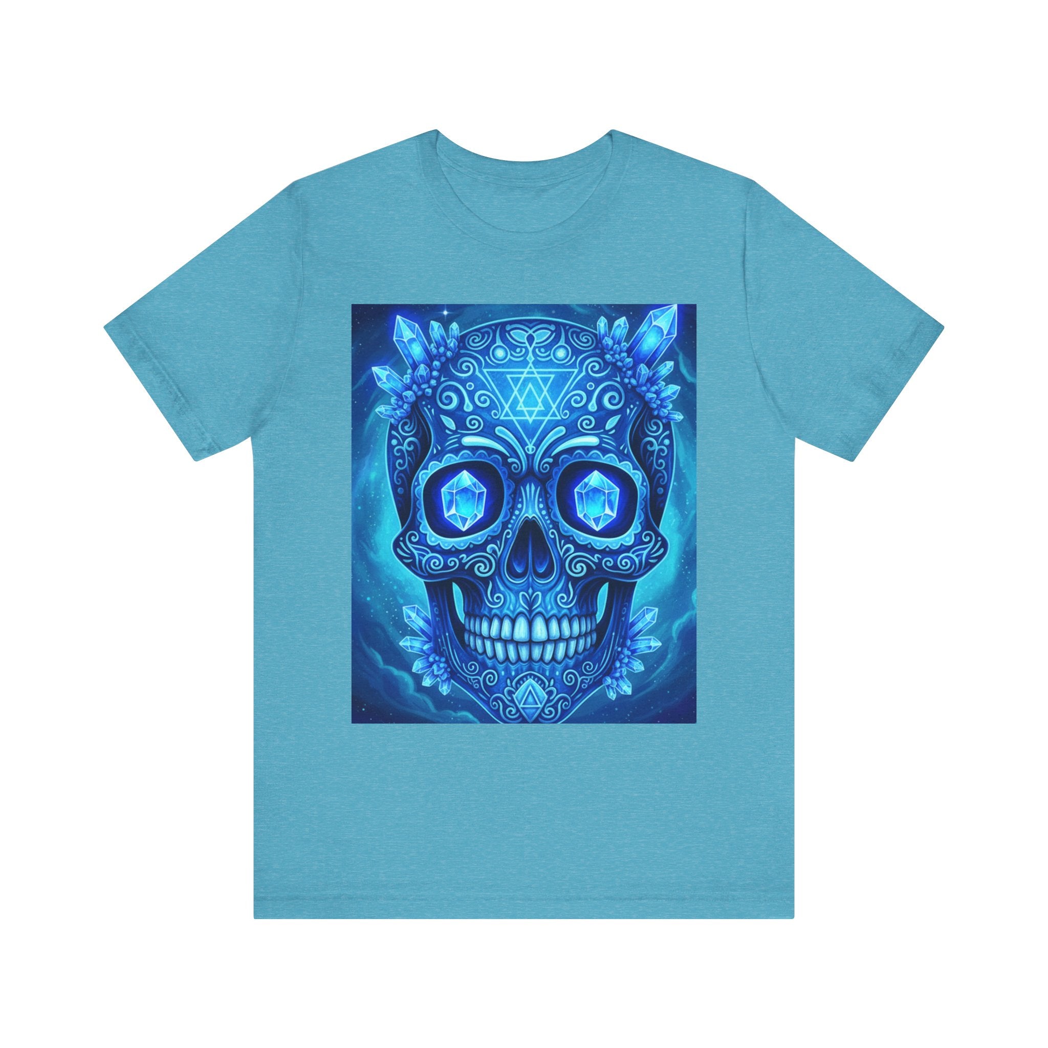 Vibrant Skull Art Tee, Unisex Tee, Graphic T-Shirt, Festival Wear, Halloween Shirt, Bohemian Style