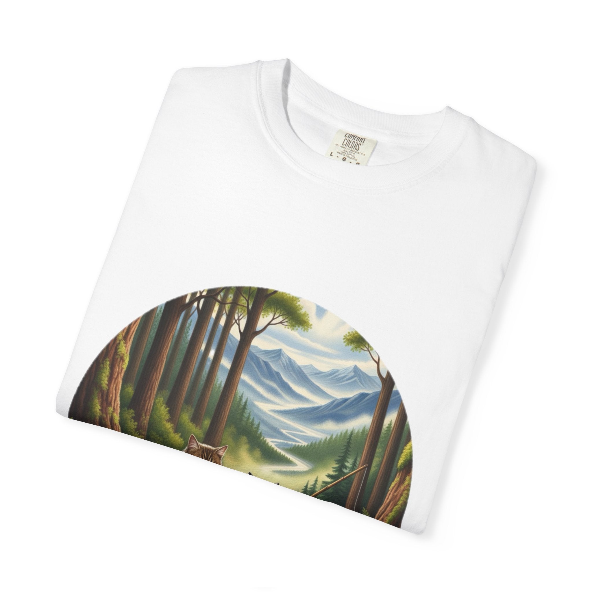 Cat Lover T-Shirt - Two Cats Enjoying Mountain Stream