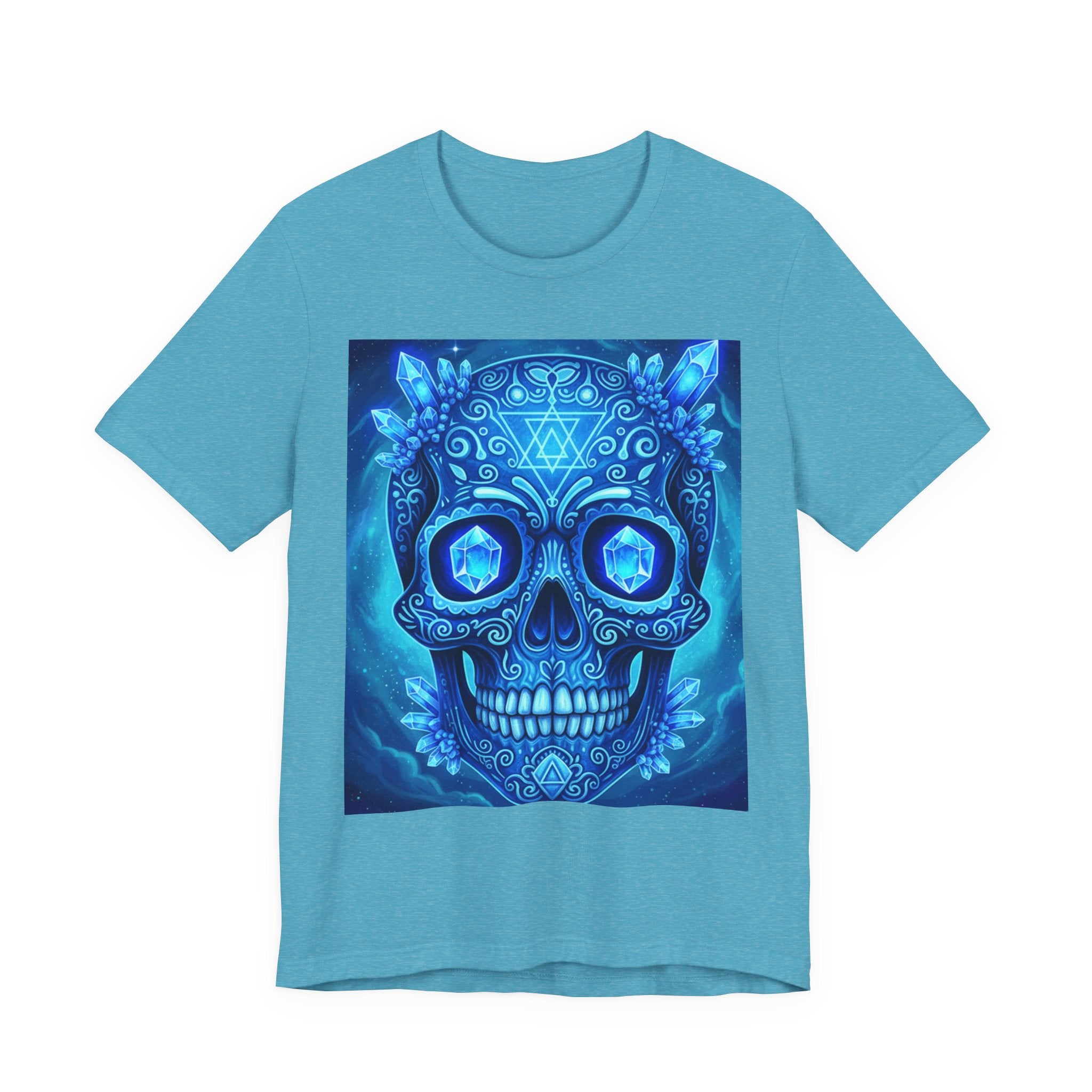 Vibrant Skull Art Tee, Unisex Tee, Graphic T-Shirt, Festival Wear, Halloween Shirt, Bohemian Style