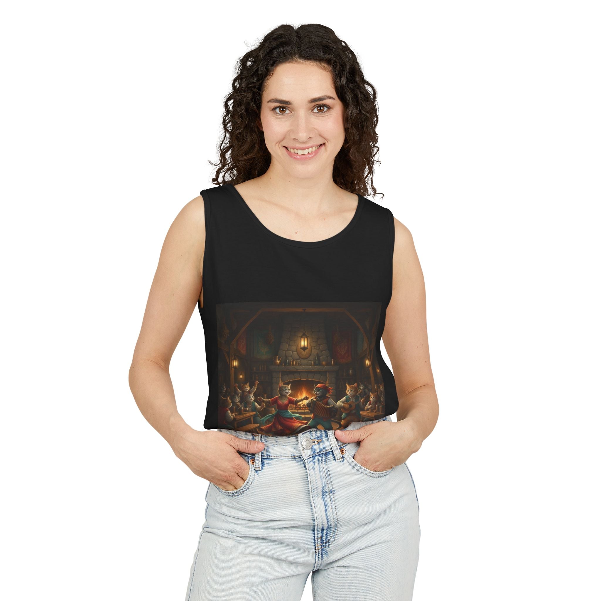 Tank Top with Gypsy Dancing Cats Design