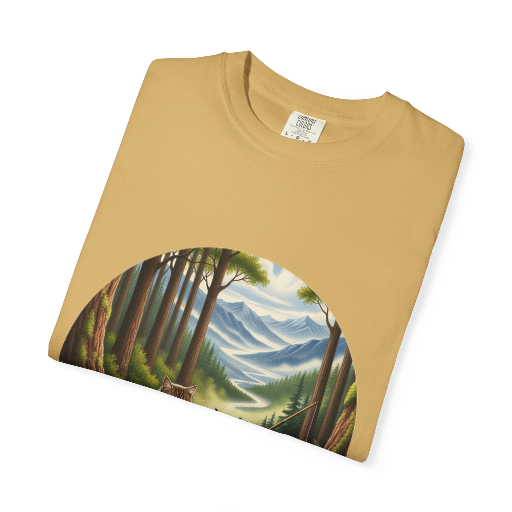 Cat Lover T-Shirt - Two Cats Enjoying Mountain Stream