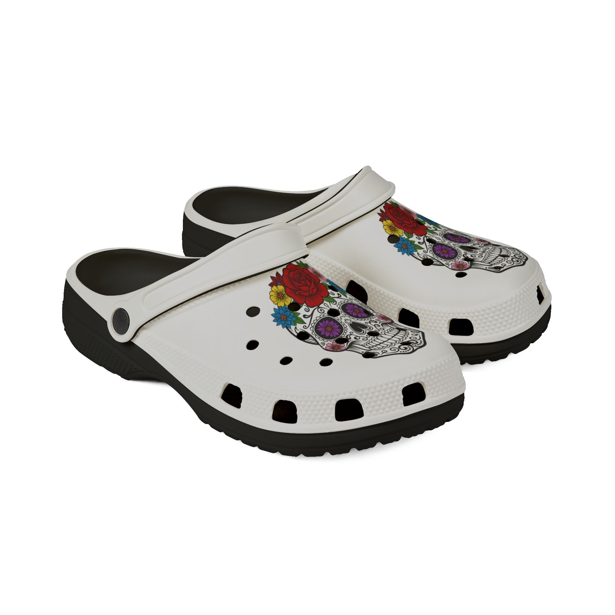 Colorful Skull Printed EVA Foam Clogs | Funky Comfort Footwear, Casual Summer Shoes, Gift for Festivals, Fun Outfits, Lightweight Slip-Ons