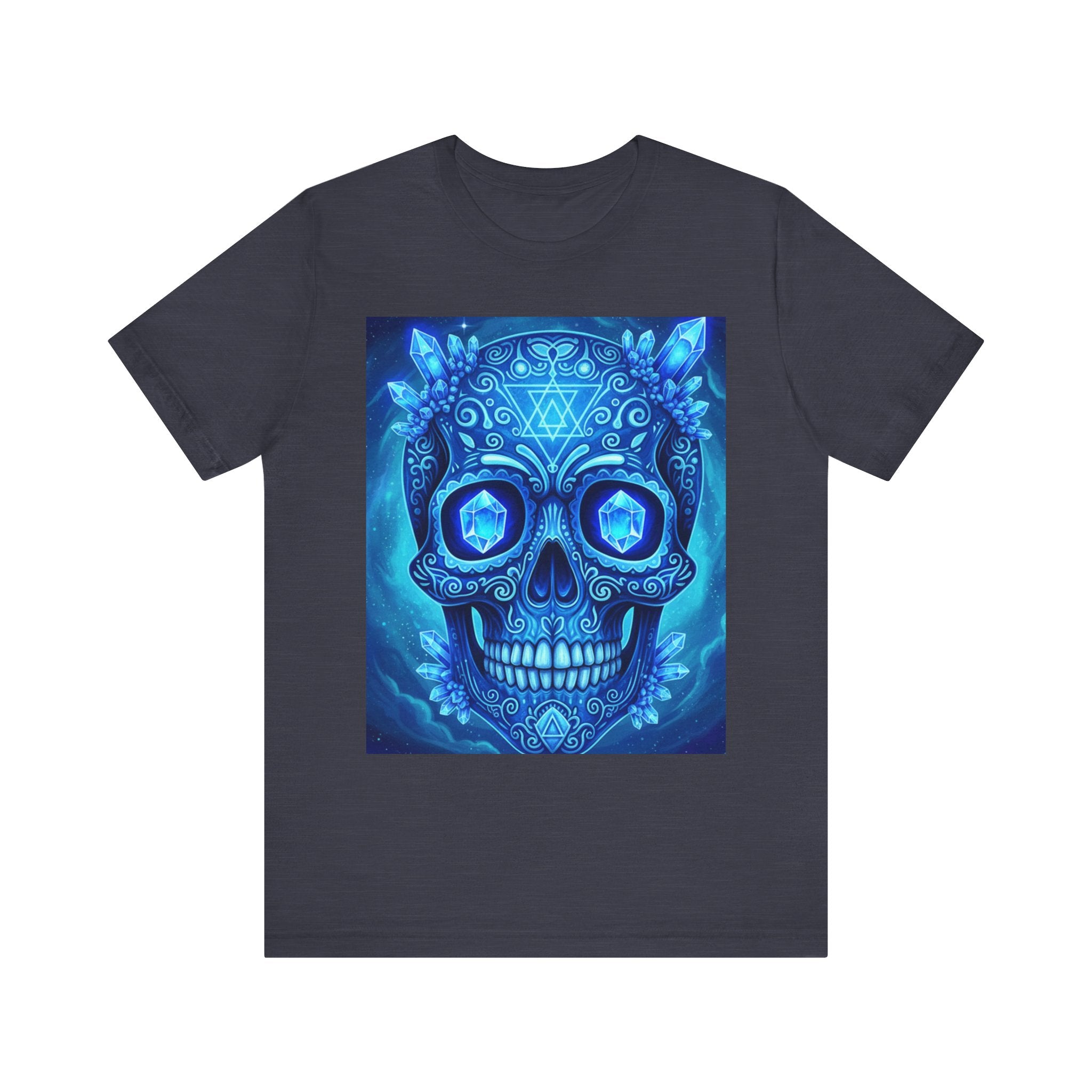 Vibrant Skull Art Tee, Unisex Tee, Graphic T-Shirt, Festival Wear, Halloween Shirt, Bohemian Style
