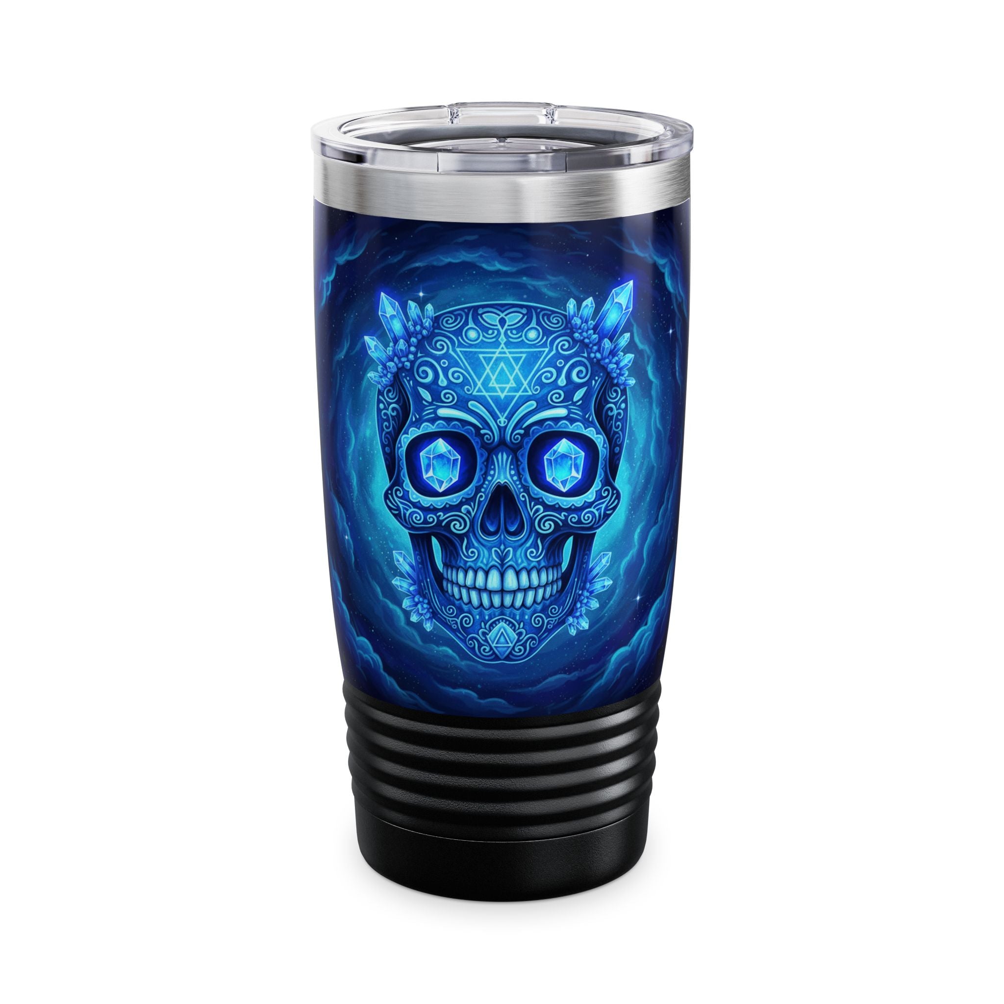 Tumbler, 20oz Blue Crystal Sugar Skull Design