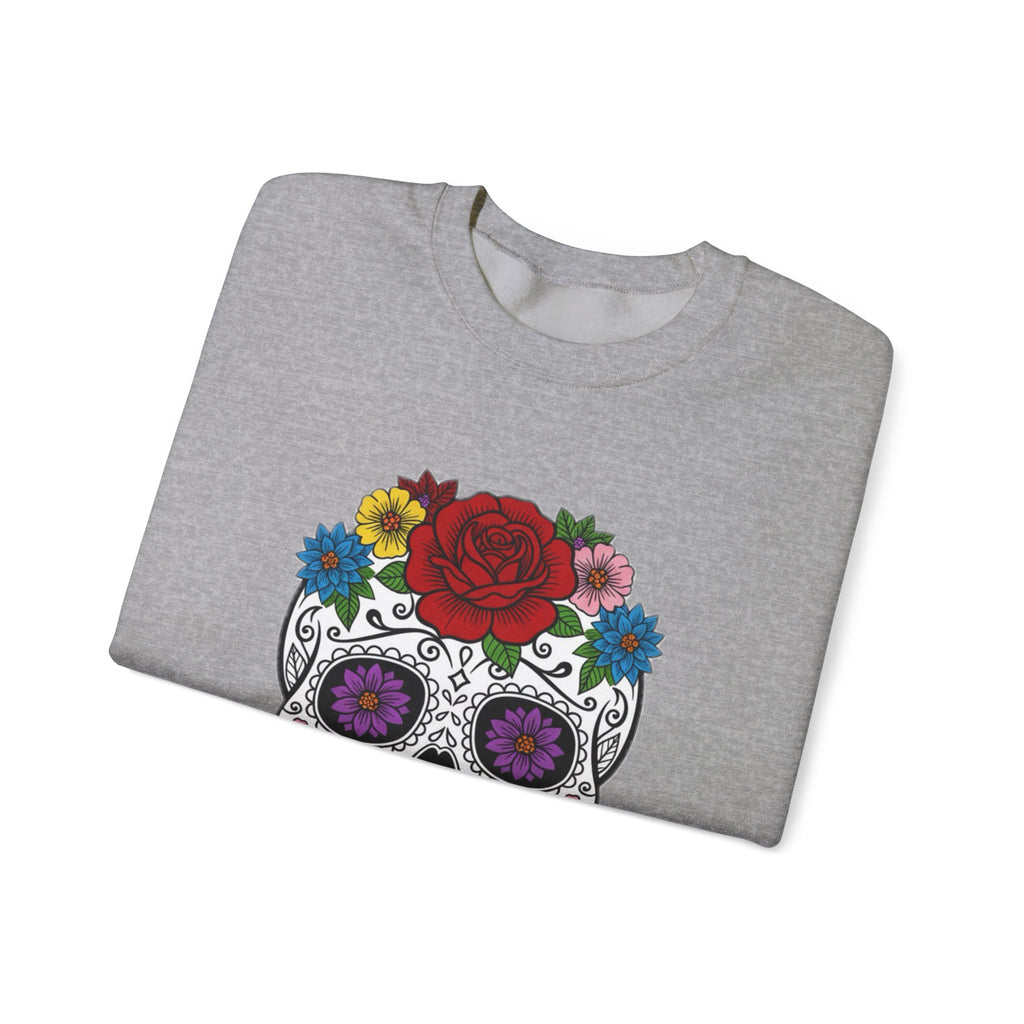Sugar Skull Floral Sweatshirt - Unisex Crewneck, Boho Style, Day of the Dead Outfit, Gift for Her, Cozy Casual Wear