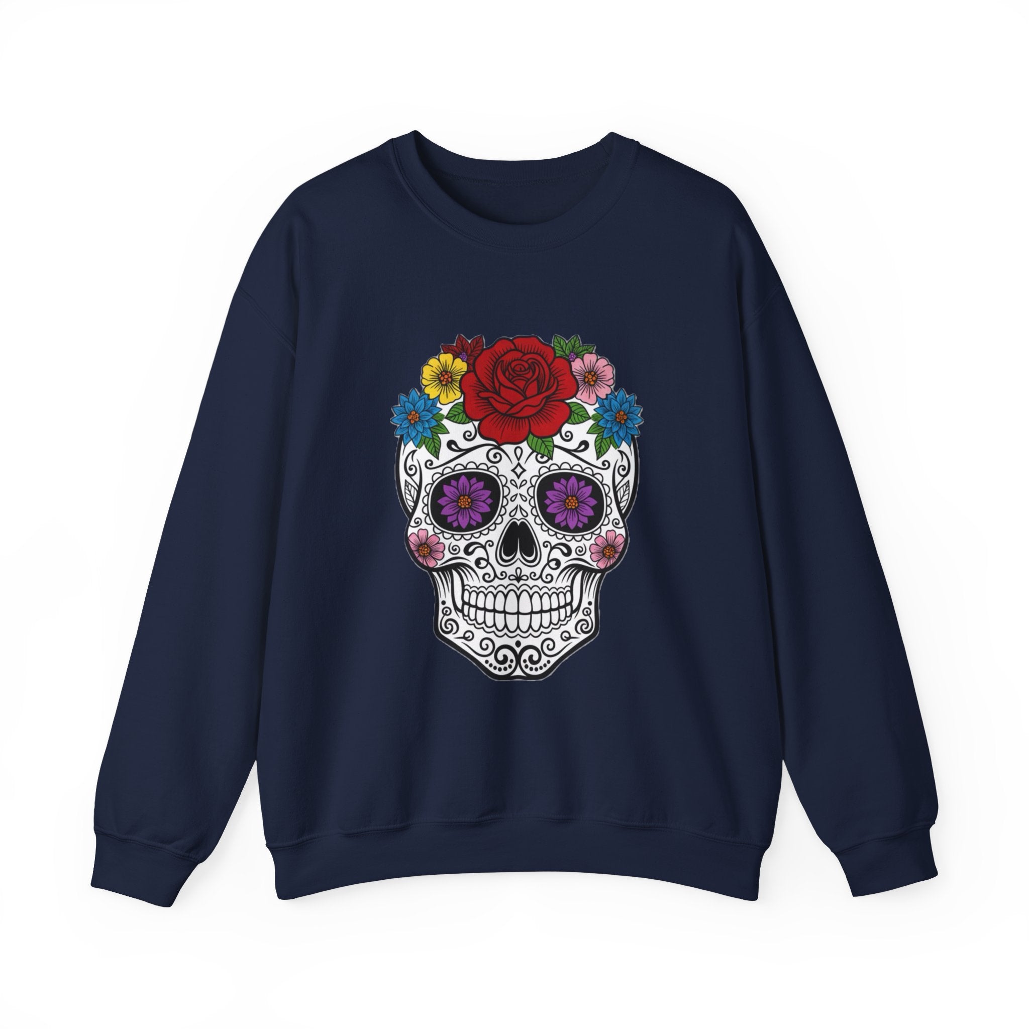Sugar Skull Floral Sweatshirt - Unisex Crewneck, Boho Style, Day of the Dead Outfit, Gift for Her, Cozy Casual Wear