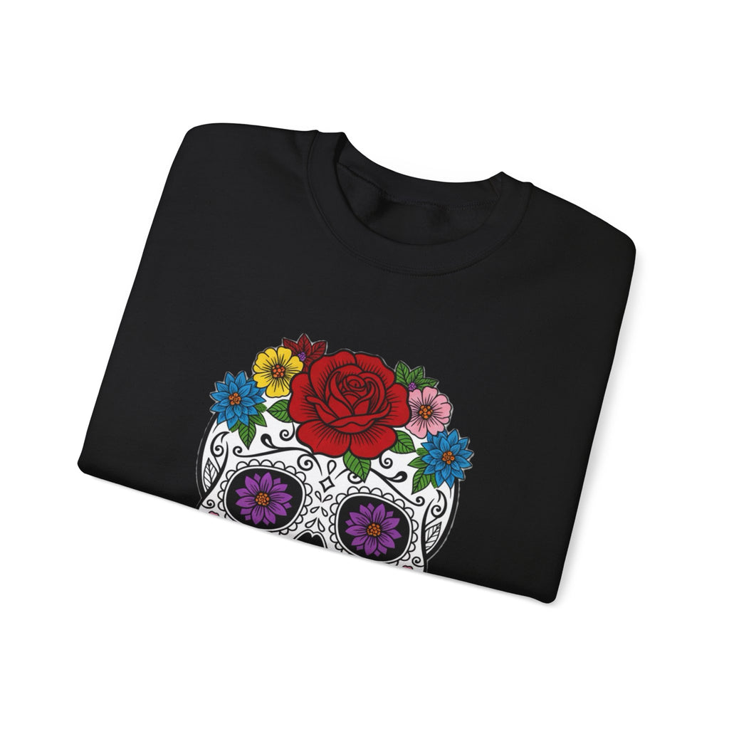 Sugar Skull Floral Sweatshirt - Unisex Crewneck, Boho Style, Day of the Dead Outfit, Gift for Her, Cozy Casual Wear