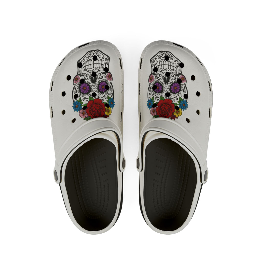 Colorful Skull Printed EVA Foam Clogs | Funky Comfort Footwear, Casual Summer Shoes, Gift for Festivals, Fun Outfits, Lightweight Slip-Ons
