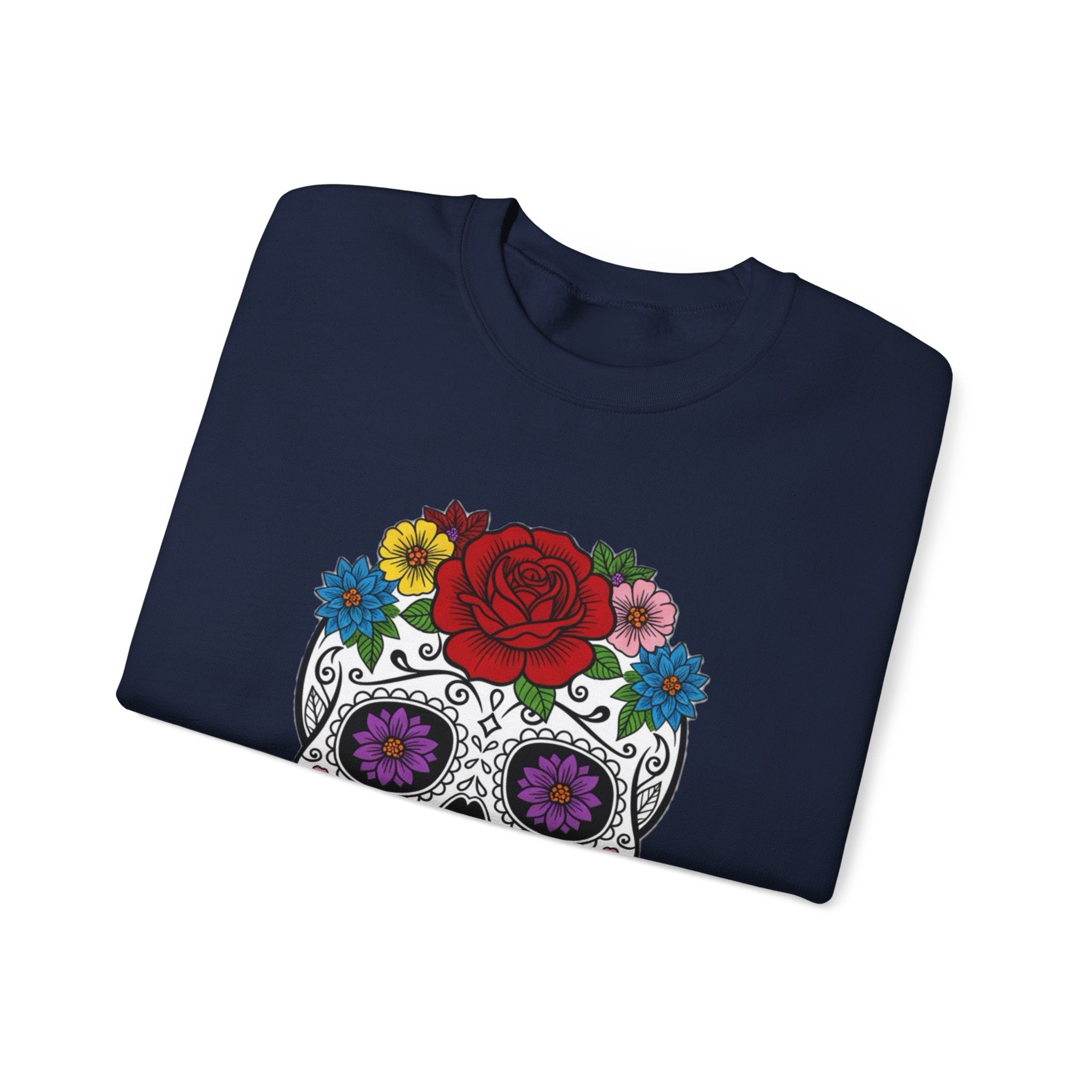 Sugar Skull Floral Sweatshirt - Unisex Crewneck, Boho Style, Day of the Dead Outfit, Gift for Her, Cozy Casual Wear