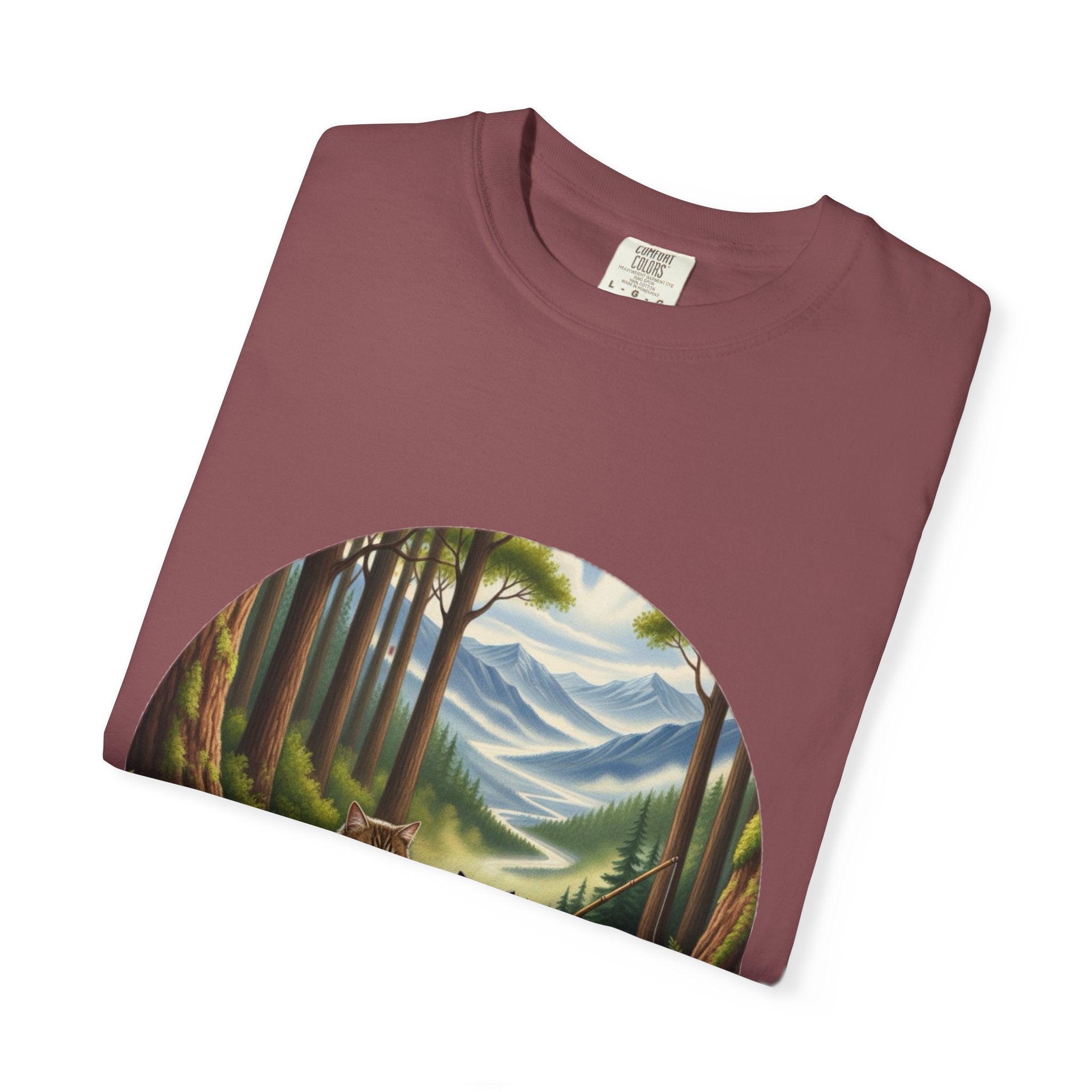 Cat Lover T-Shirt - Two Cats Enjoying Mountain Stream