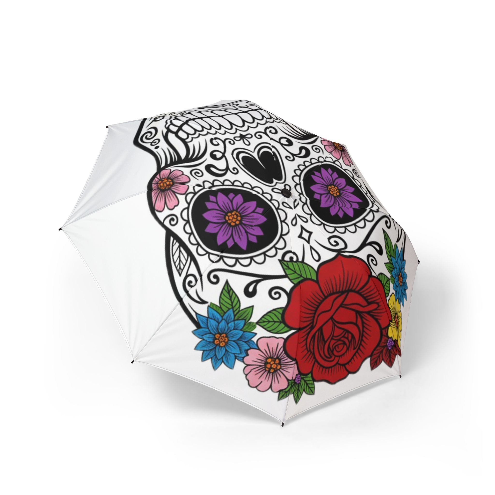 Colorful Skull Floral Umbrella | Day of the Dead Style | Rain Gear | Gift for Her | Chic Accessories | Travel Companion