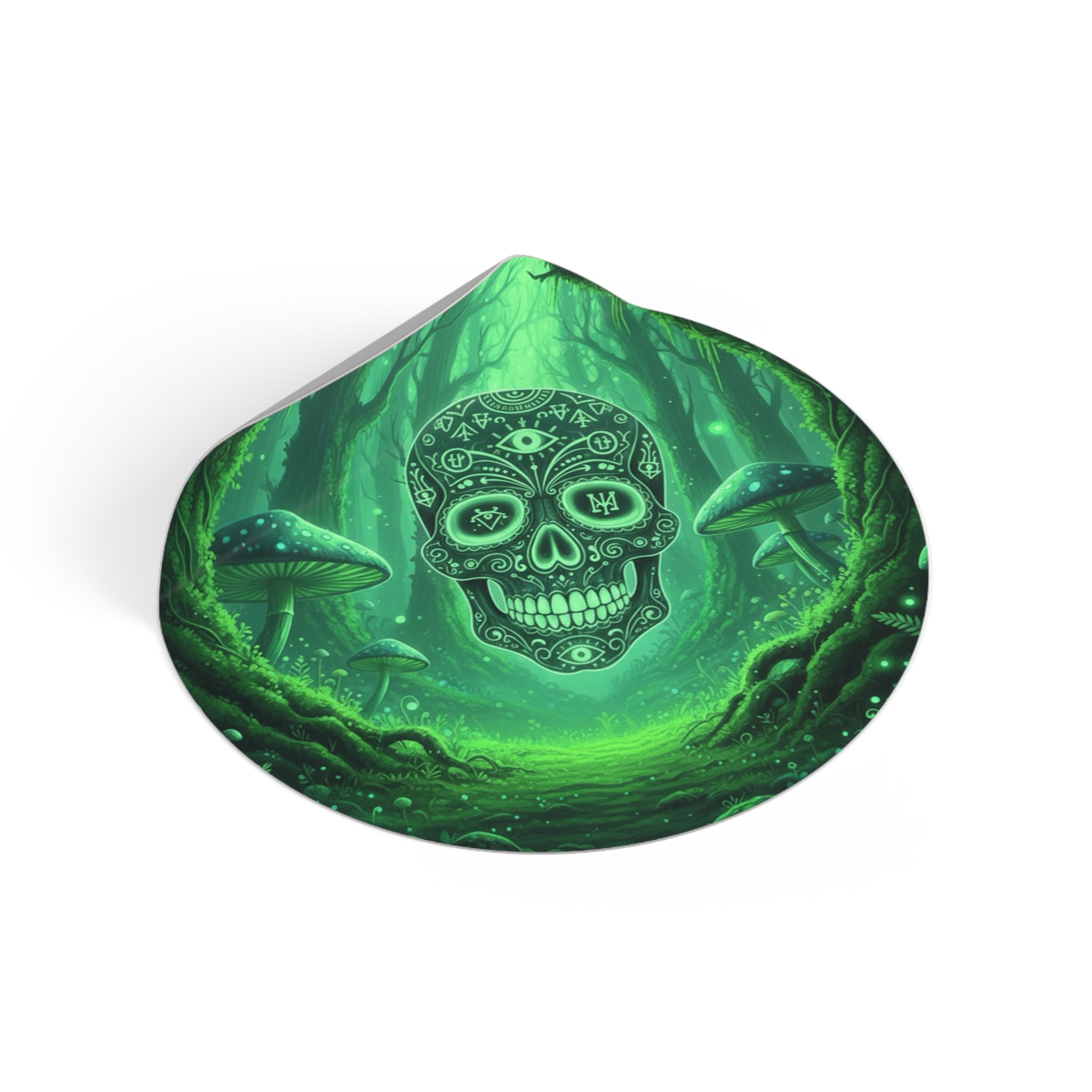 Mystical Skull Vinyl Stickers - Ominous Green Forest Design, Boho Decor, Halloween/Party Supplies, Laptop/Mug/Car Decor