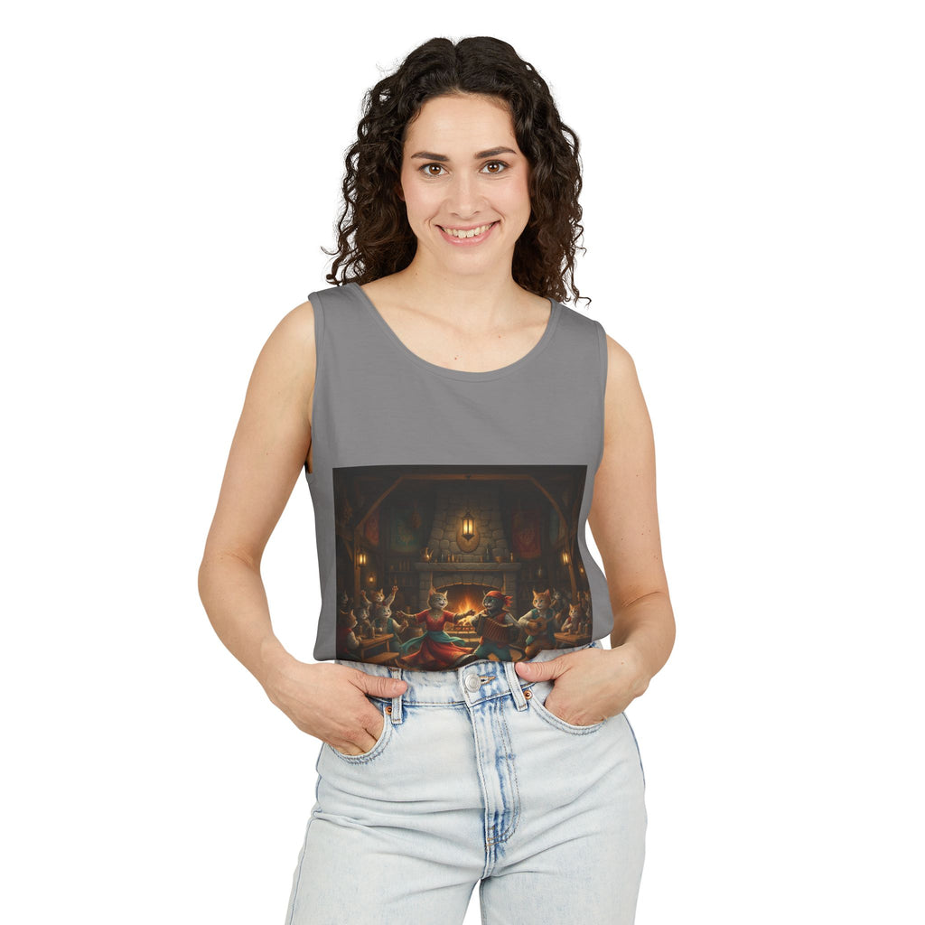 Tank Top with Gypsy Dancing Cats Design