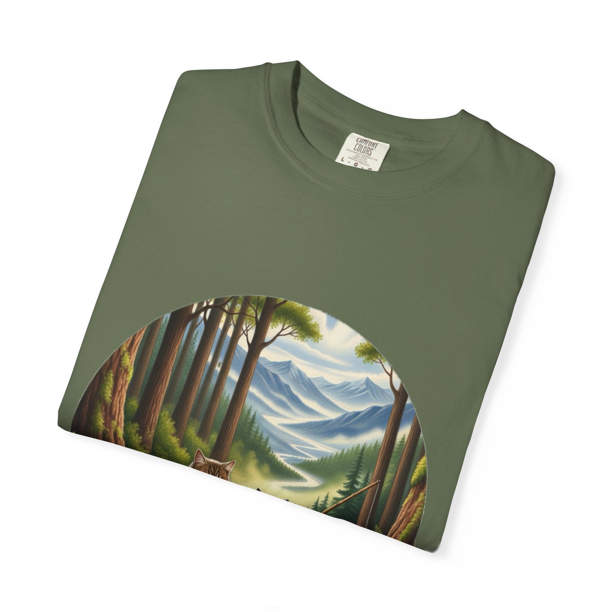 Cat Lover T-Shirt - Two Cats Enjoying Mountain Stream