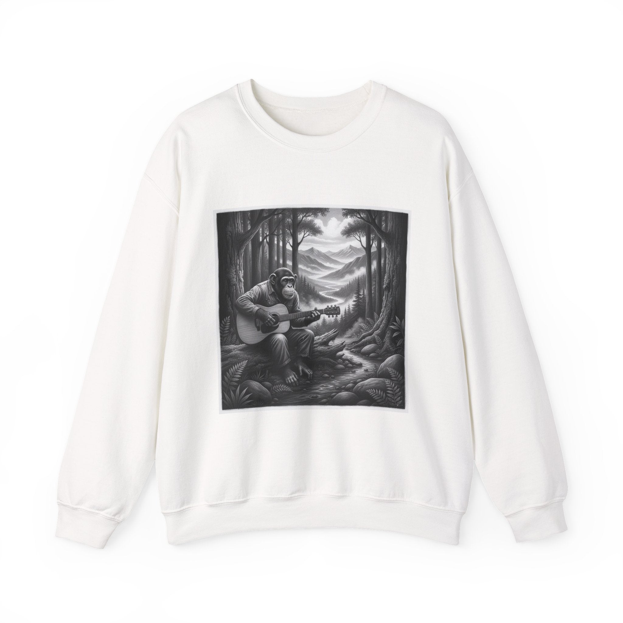 Cozy Wilderness Themed Sweatshirt, Unisex Heavy Blend Crewneck, Music Lover Gift, Nature Inspired Apparel, Perfect for Fall, Hiking, Camping