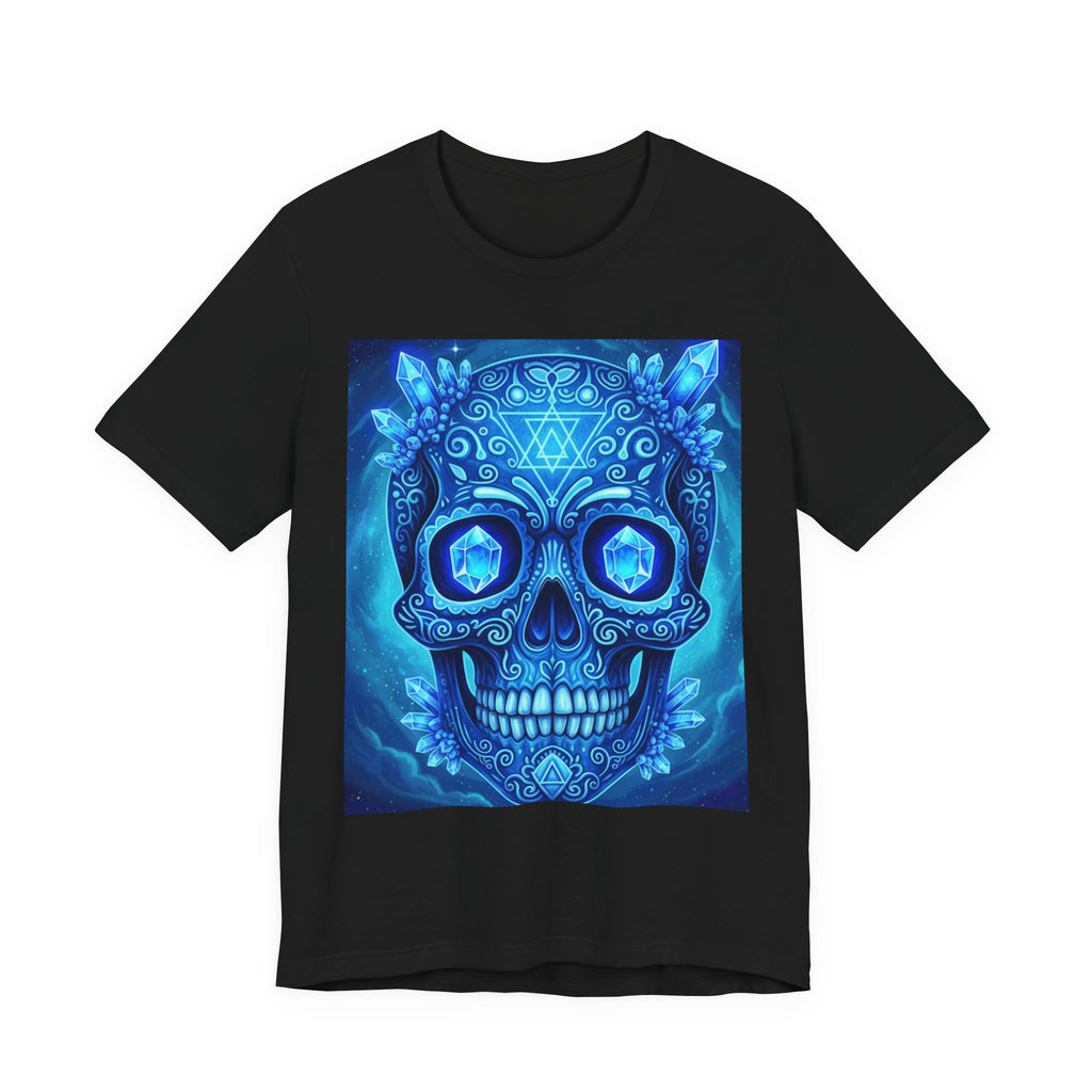 Vibrant Skull Art Tee, Unisex Tee, Graphic T-Shirt, Festival Wear, Halloween Shirt, Bohemian Style