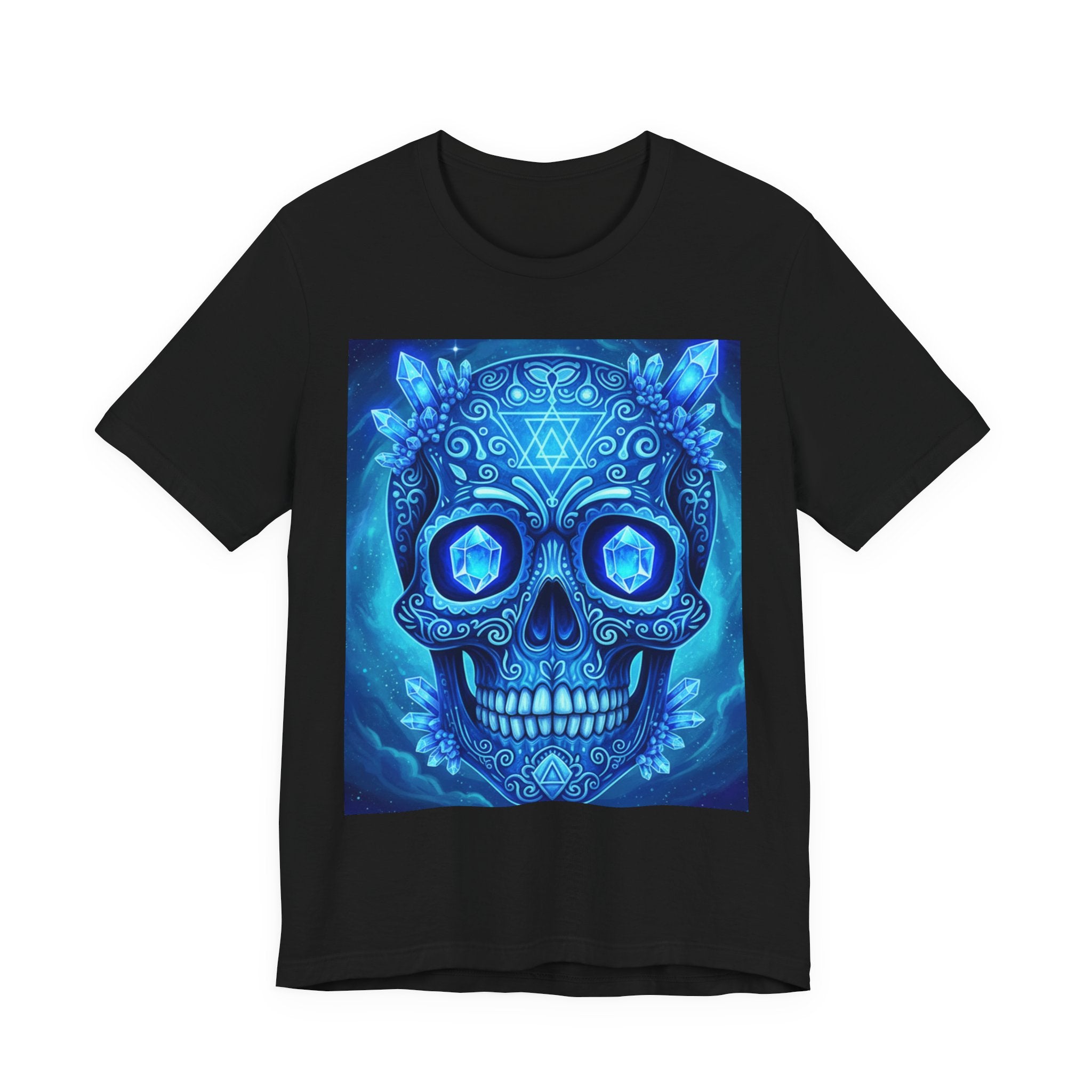 Vibrant Skull Art Tee, Unisex Tee, Graphic T-Shirt, Festival Wear, Halloween Shirt, Bohemian Style