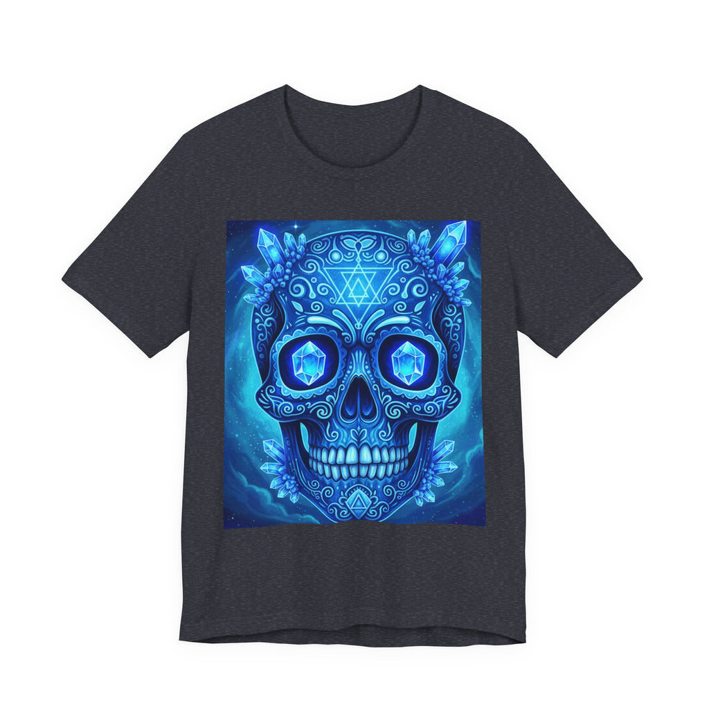 Vibrant Skull Art Tee, Unisex Tee, Graphic T-Shirt, Festival Wear, Halloween Shirt, Bohemian Style