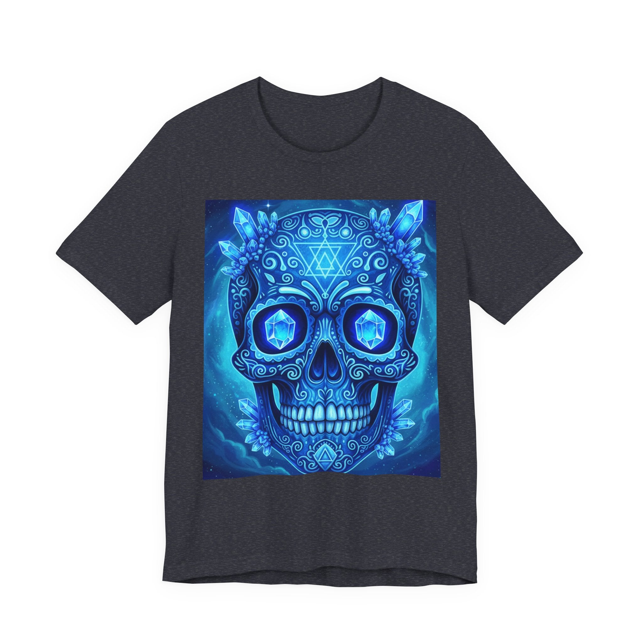 Vibrant Skull Art Tee, Unisex Tee, Graphic T-Shirt, Festival Wear, Halloween Shirt, Bohemian Style