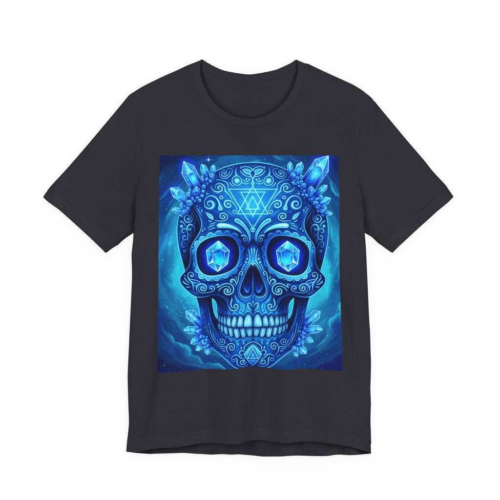 Vibrant Skull Art Tee, Unisex Tee, Graphic T-Shirt, Festival Wear, Halloween Shirt, Bohemian Style