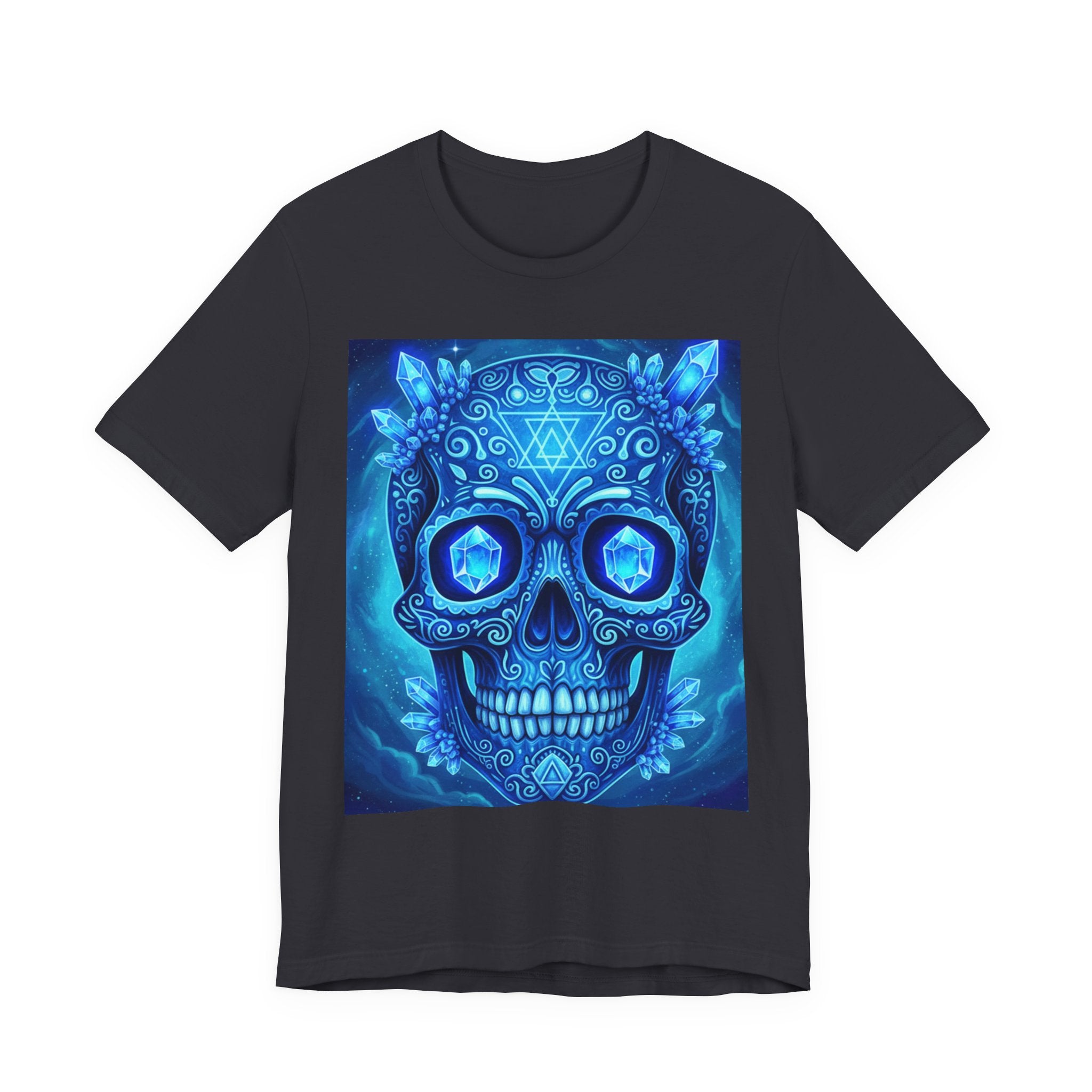 Vibrant Skull Art Tee, Unisex Tee, Graphic T-Shirt, Festival Wear, Halloween Shirt, Bohemian Style