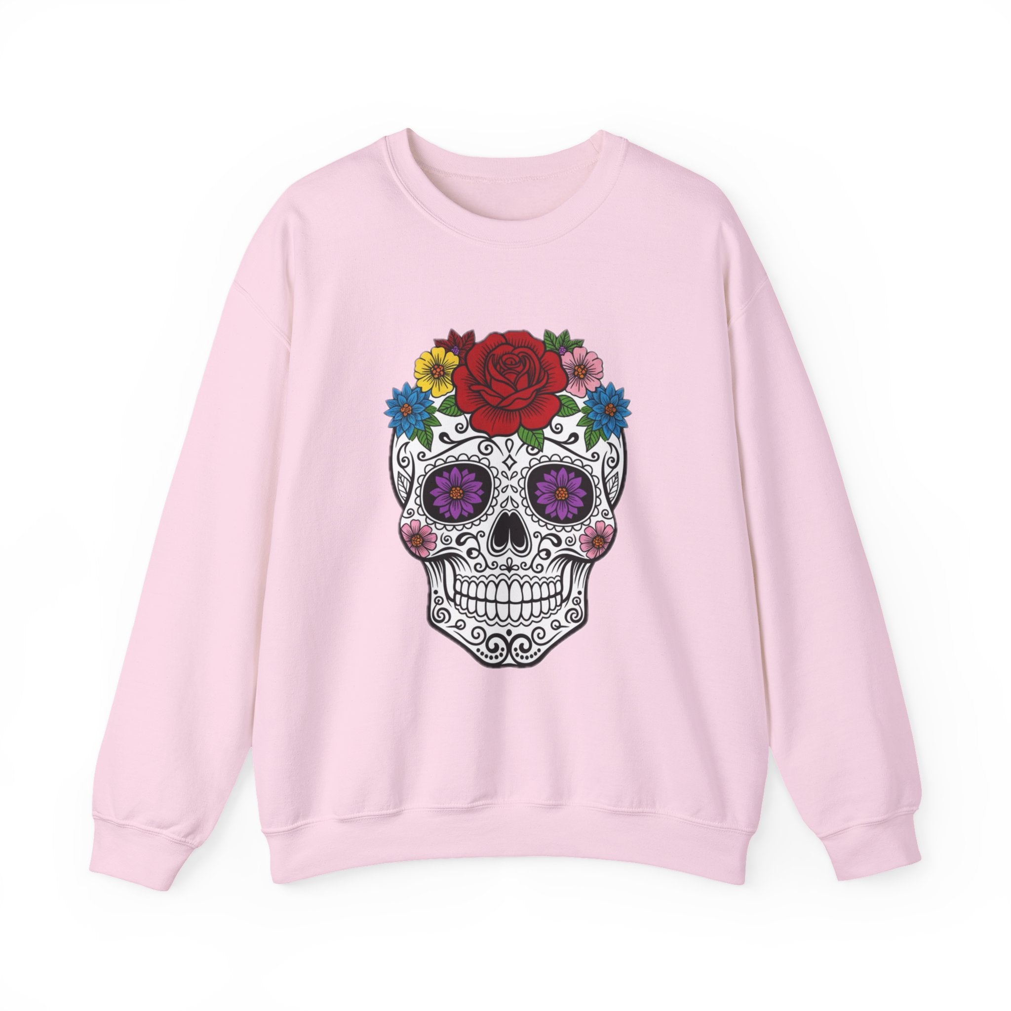 Sugar Skull Floral Sweatshirt - Unisex Crewneck, Boho Style, Day of the Dead Outfit, Gift for Her, Cozy Casual Wear
