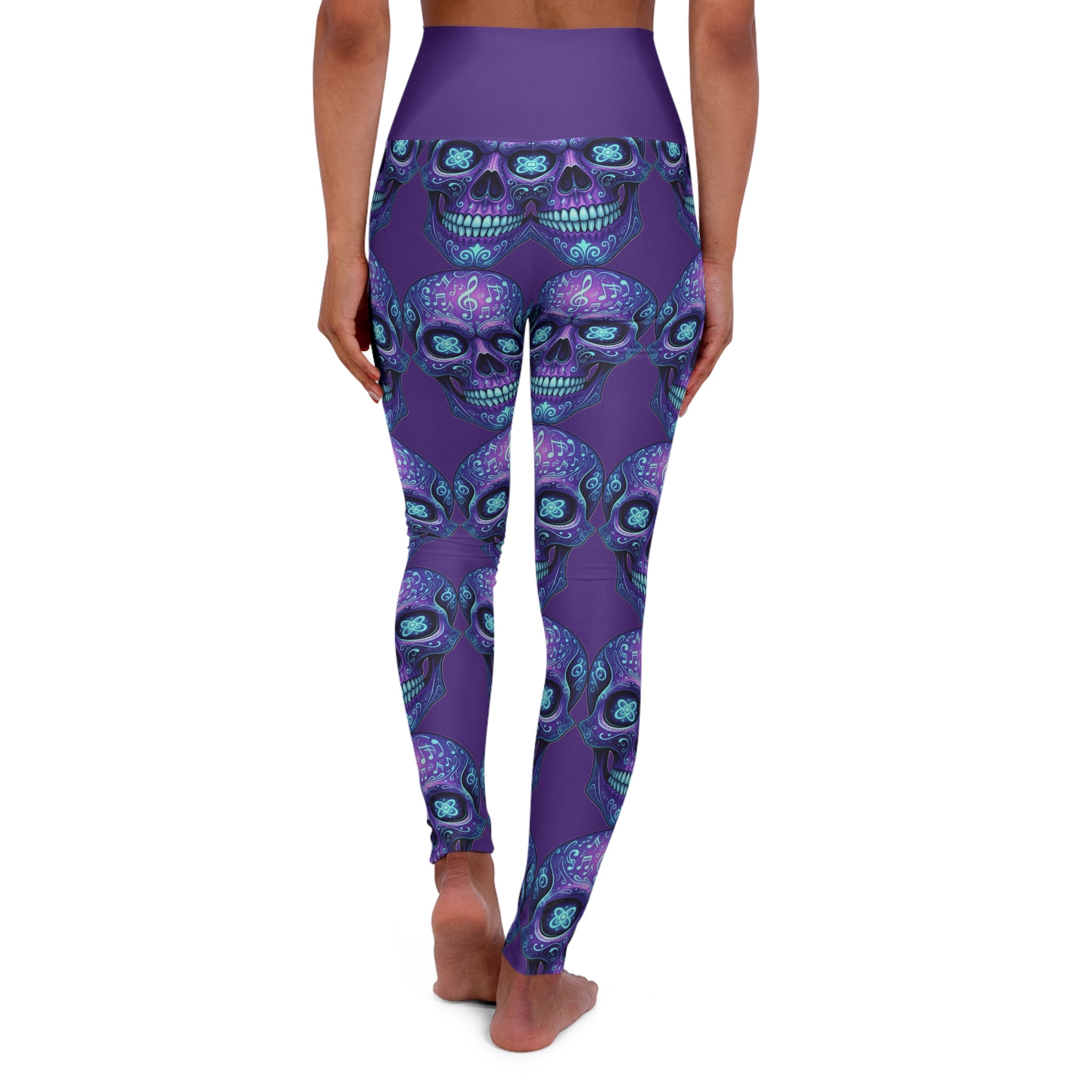 Skull Pattern High Waisted Yoga Leggings, Fitness Apparel, Workout Gear, Activewear, Halloween Outfit, Unique Leggings