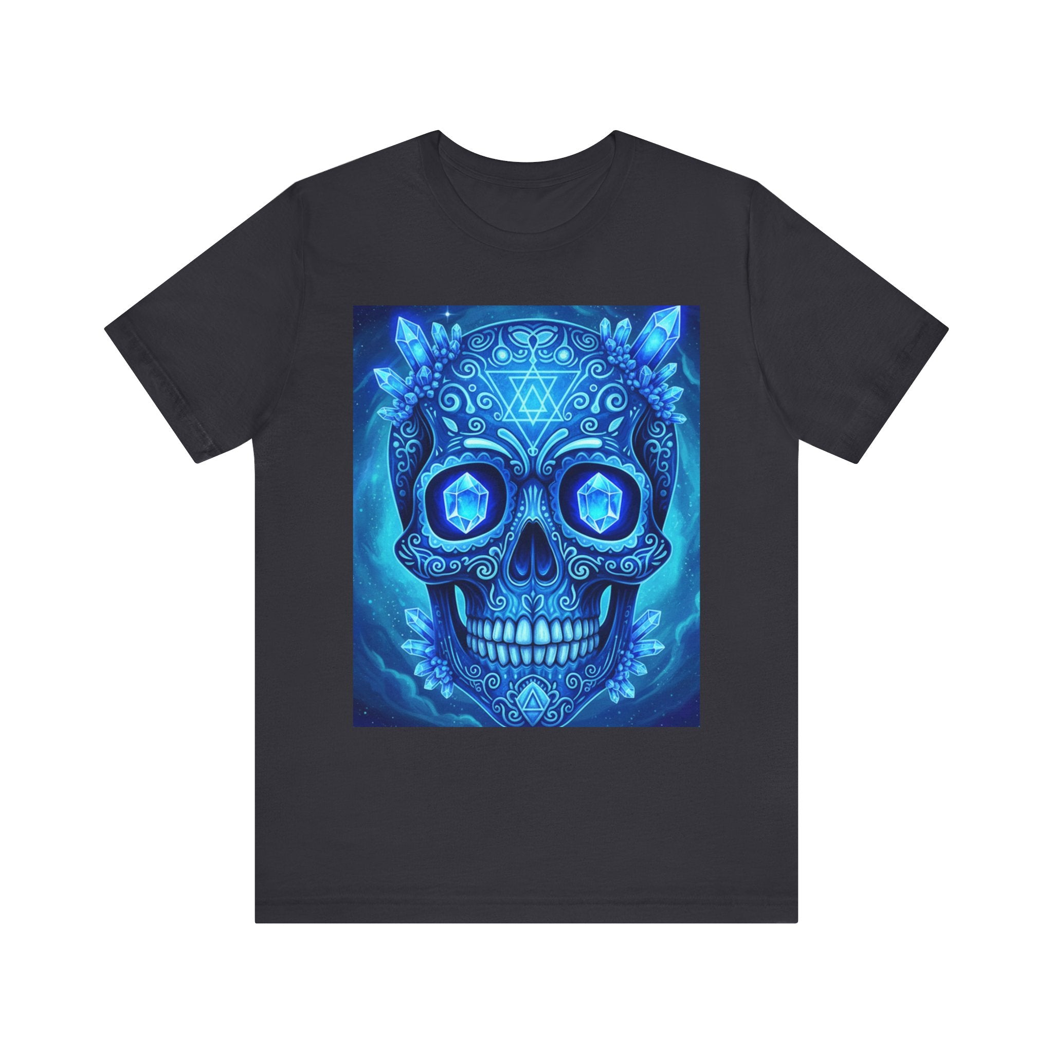 Vibrant Skull Art Tee, Unisex Tee, Graphic T-Shirt, Festival Wear, Halloween Shirt, Bohemian Style