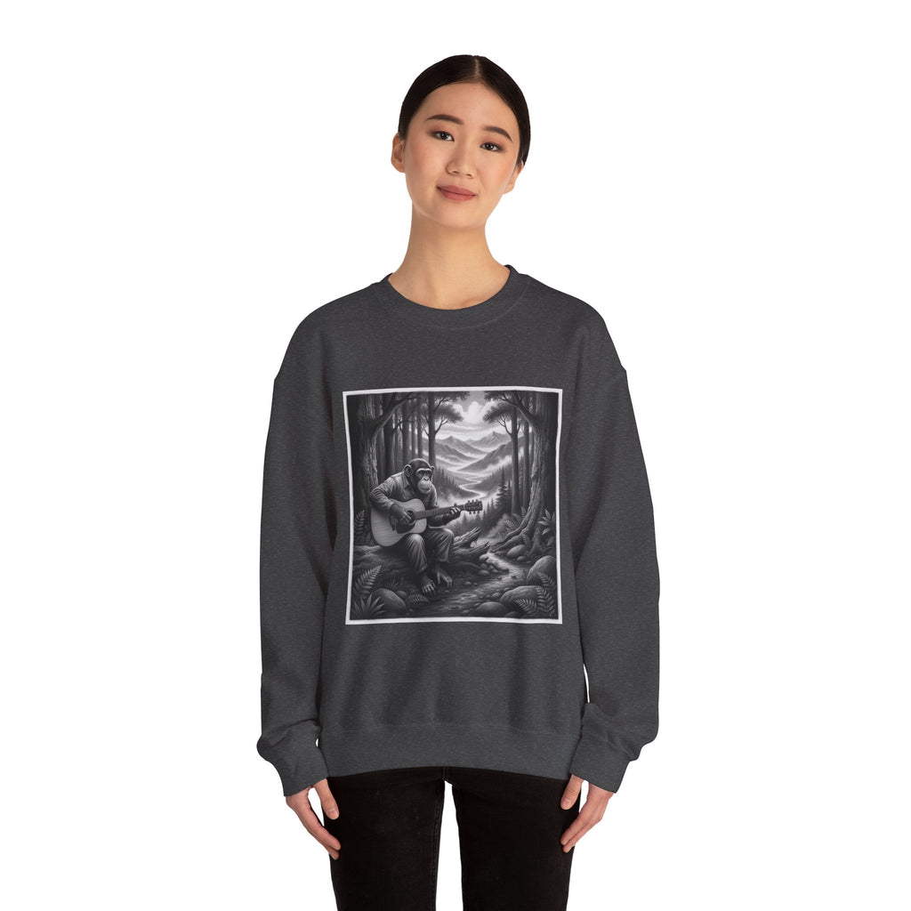 Cozy Wilderness Themed Sweatshirt, Unisex Heavy Blend Crewneck, Music Lover Gift, Nature Inspired Apparel, Perfect for Fall, Hiking, Camping