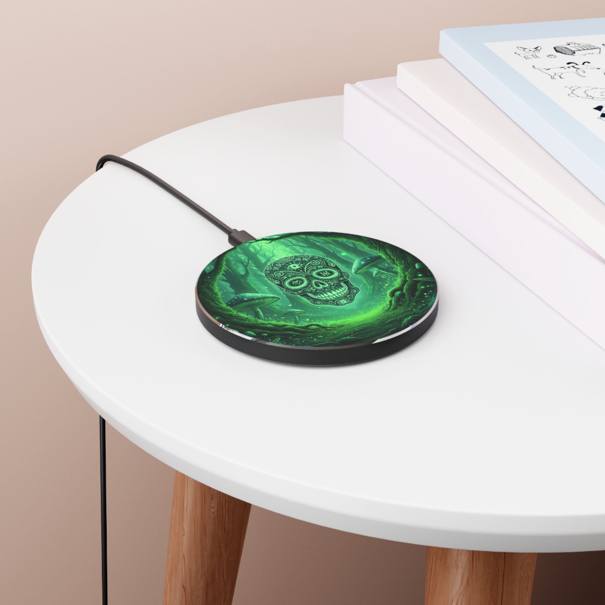 Glow-in-the-Dark Skull Wireless Charger, Unique Tech Gift, Halloween Decor, Eco-Friendly Charger, Replacement Phone Charger, Desk Accessory