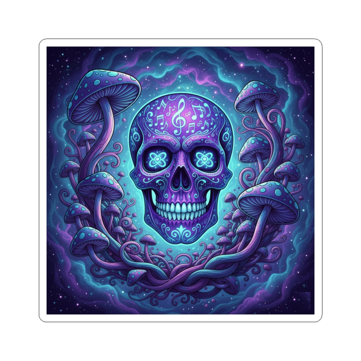 Colorful Skull Kiss-Cut Stickers | Psychedelic Art, Music Theme, Great for Decor, Gifts, and Festivals