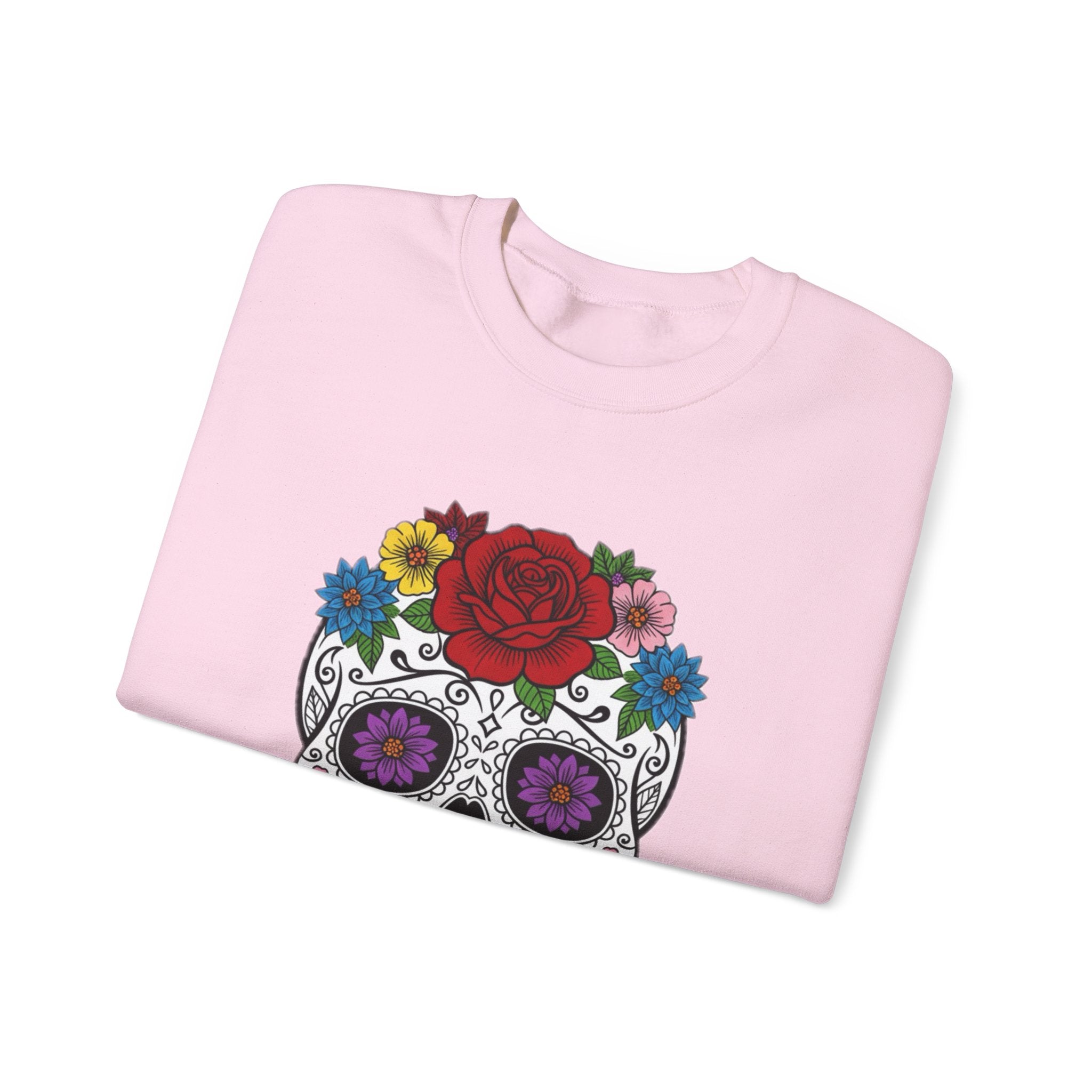 Sugar Skull Floral Sweatshirt - Unisex Crewneck, Boho Style, Day of the Dead Outfit, Gift for Her, Cozy Casual Wear