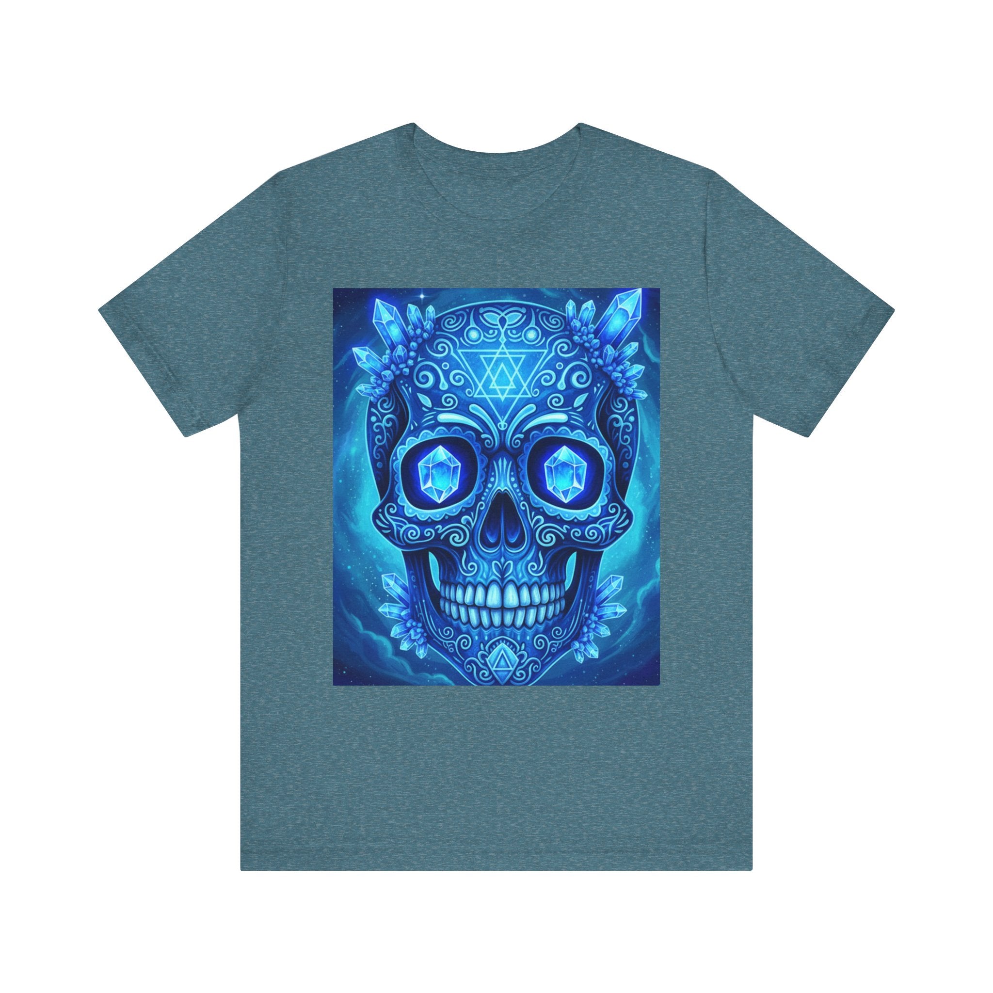 Vibrant Skull Art Tee, Unisex Tee, Graphic T-Shirt, Festival Wear, Halloween Shirt, Bohemian Style